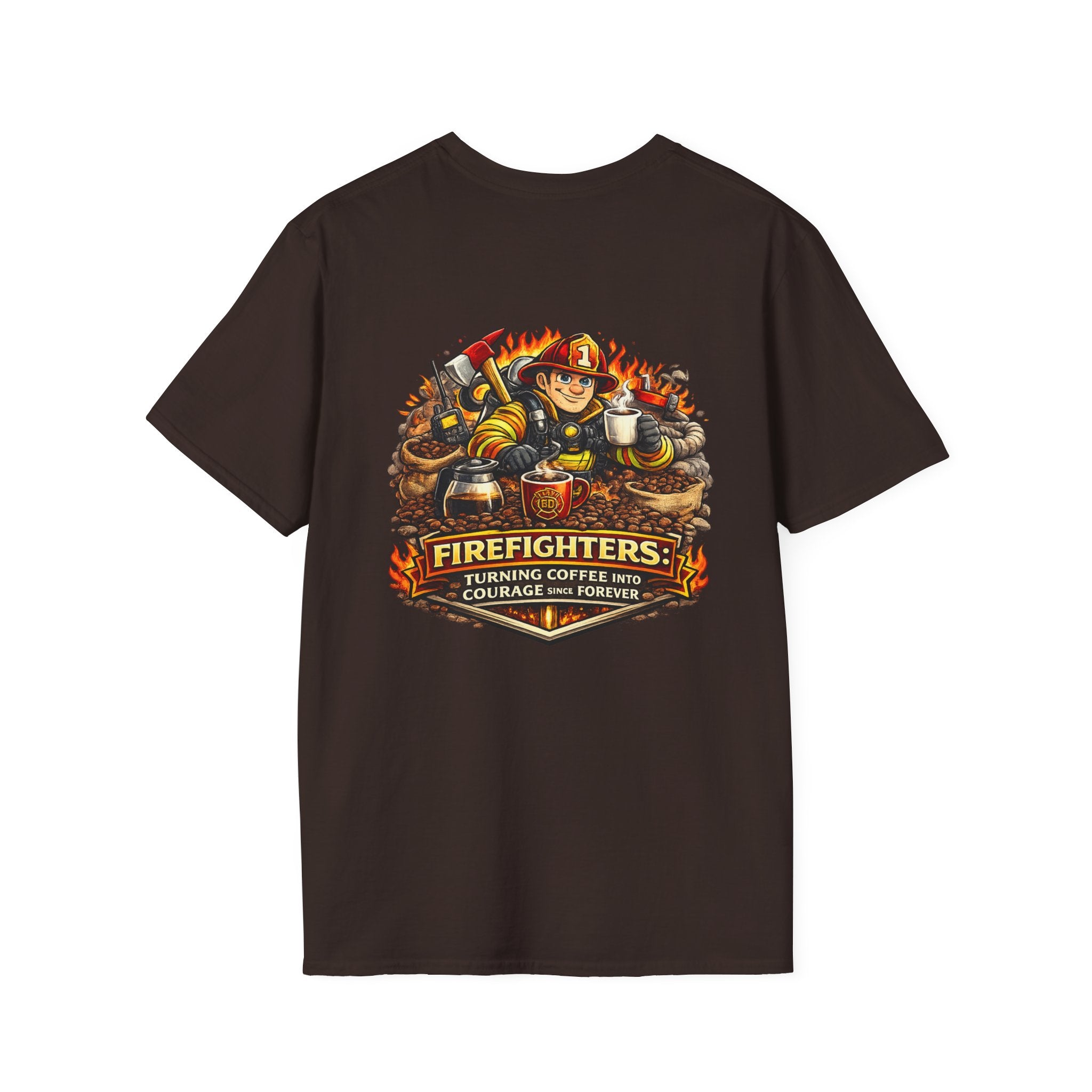 Firefighter Coffee T-Shirt — "Turning Coffee Into Courage" Graphic Tee