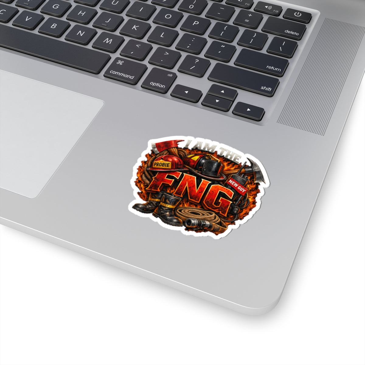 Firefighter 'I Am The FNG' Kiss-Cut Sticker — Helmet, Hose & Axe Design