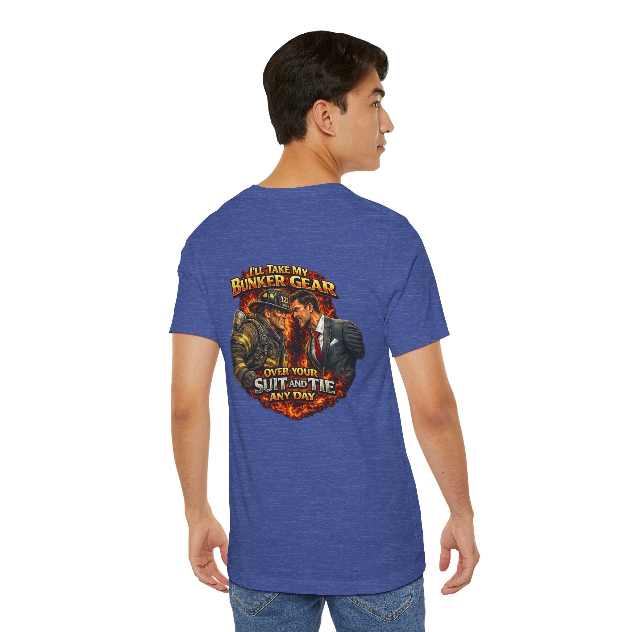 Bunker Gear vs Suit Tee — 'I'll Take My Bunker Gear Over Your Suit and Tie Any Day' Firefighter T‑Shirt