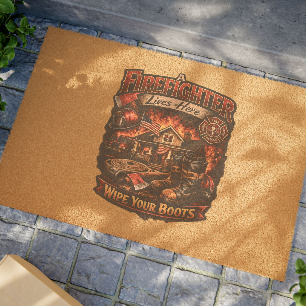 Firefighter Doormat — 'Wipe Your Boots' Welcome Mat