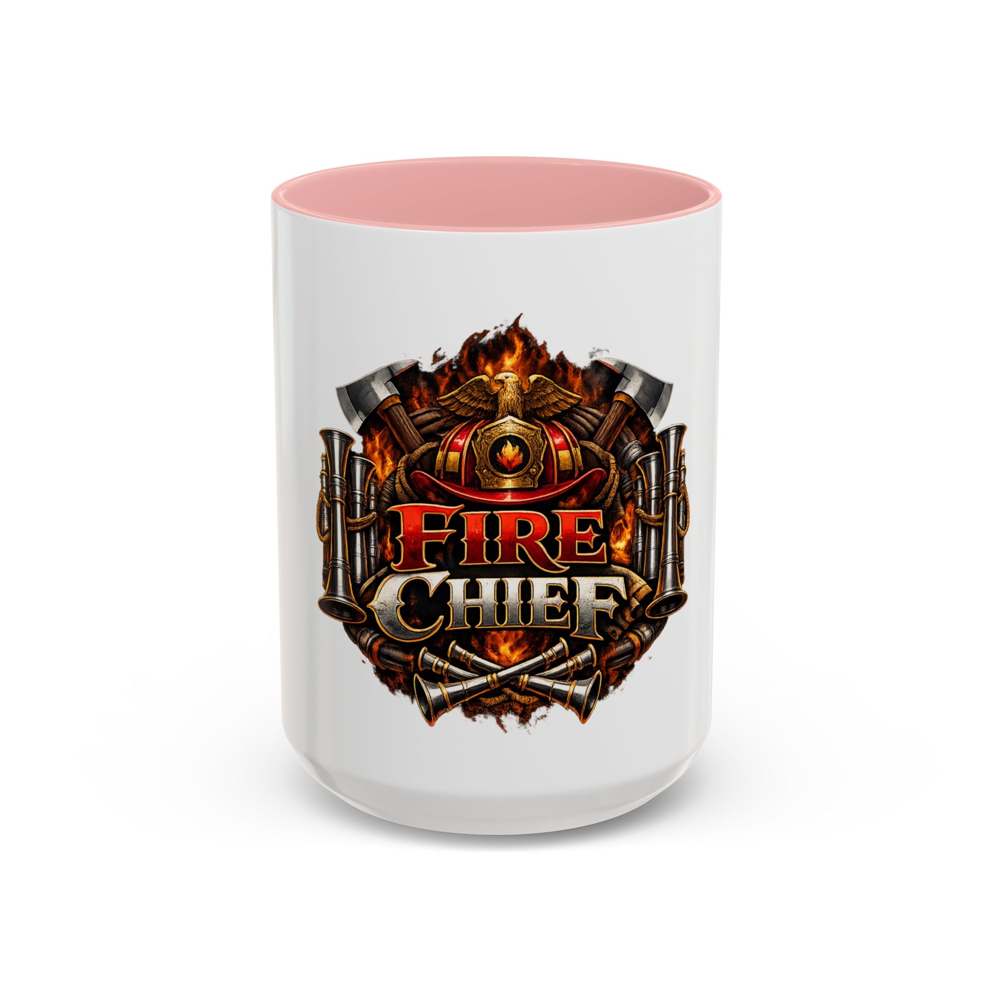 Fire Chief Coffee Mug — Firefighter Badge Emblem Accent Mug (11/15oz)
