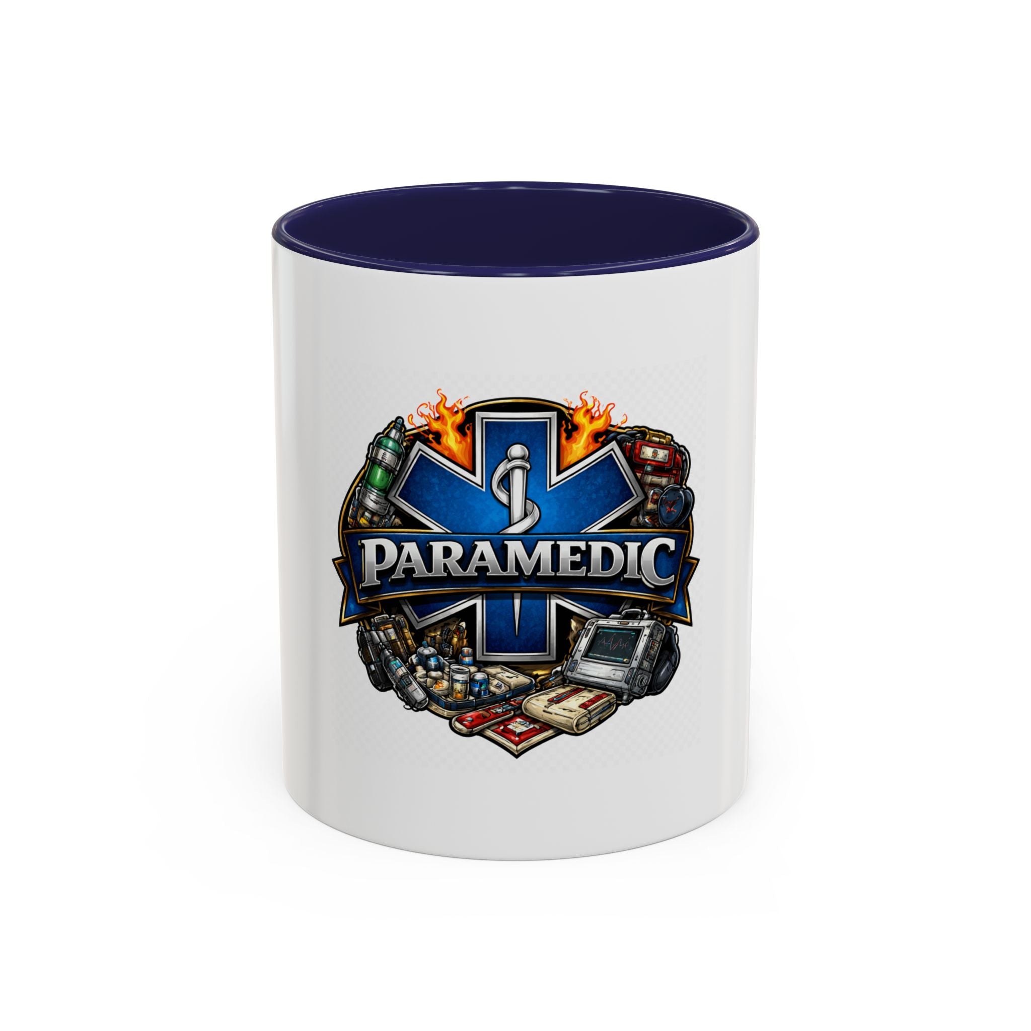 Paramedic Emblem Accent Coffee Mug — EMS Star of Life Design
