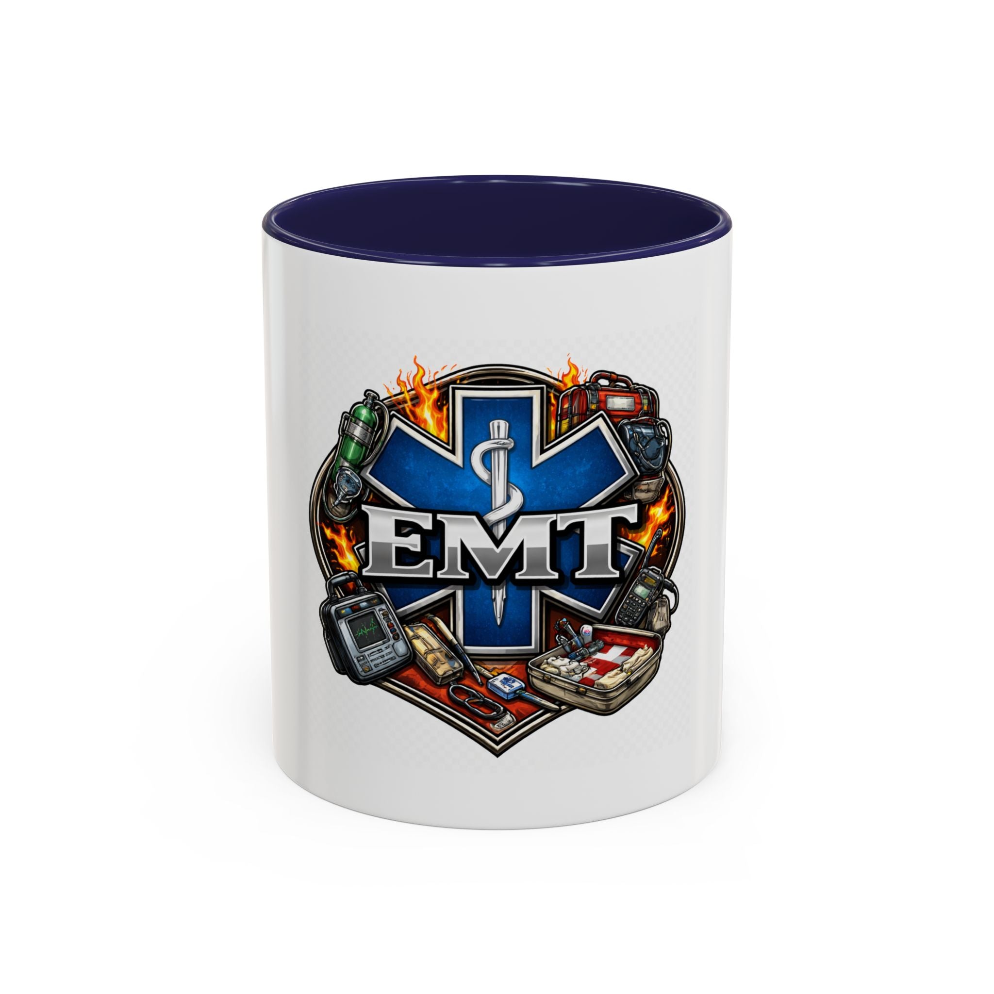 EMT Star of Life Accent Coffee Mug – Paramedic Emergency Medical Technician Gift (11/15oz)