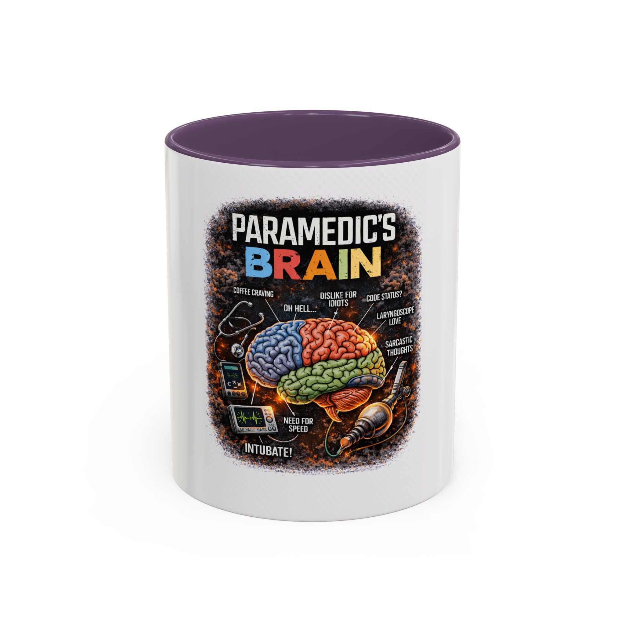 Paramedic's Brain Coffee Mug – Illustrated EMT Anatomy Accent Mug (11/15 oz)