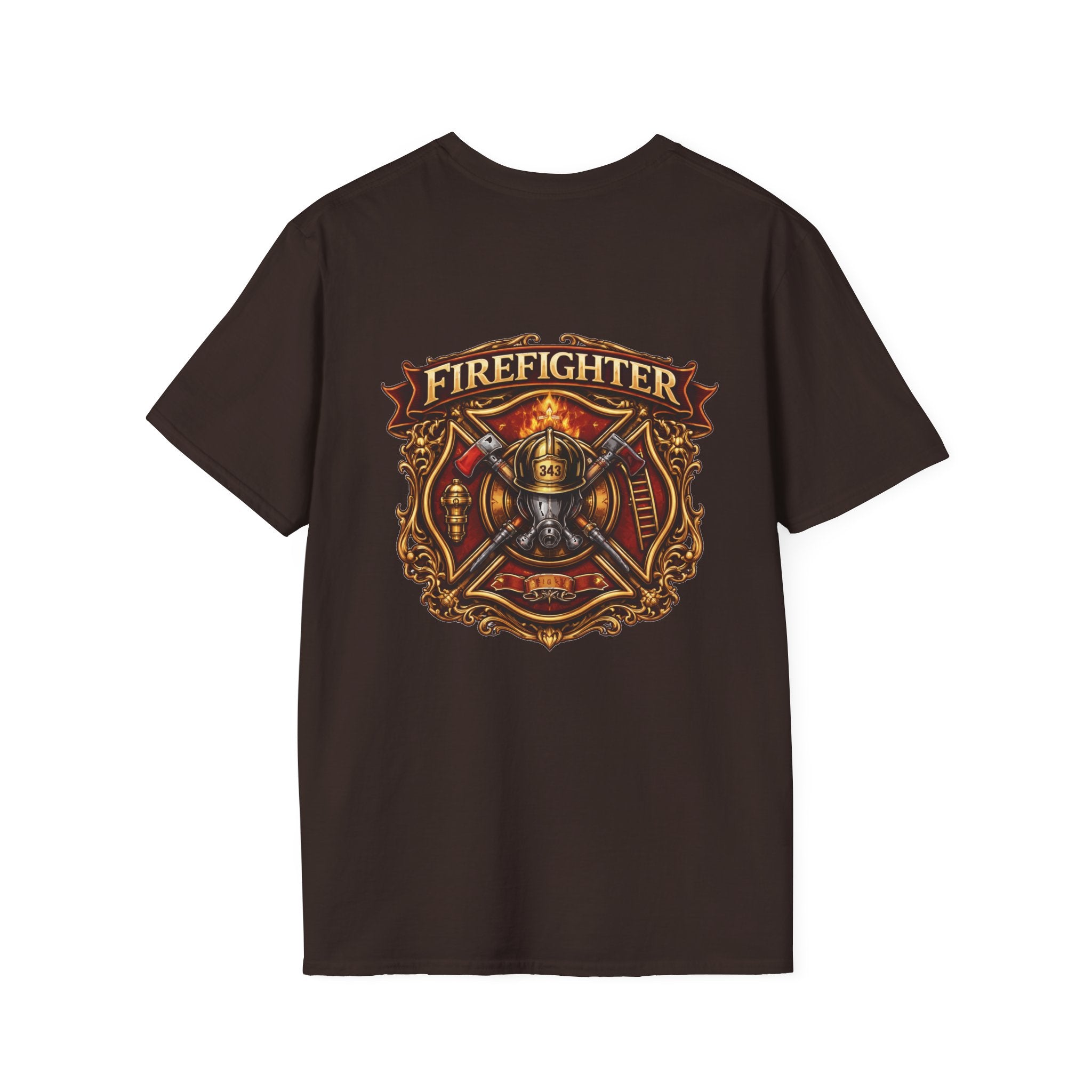 Firefighter Badge T-Shirt — Vintage Firefighter Helmet & Axes Tee