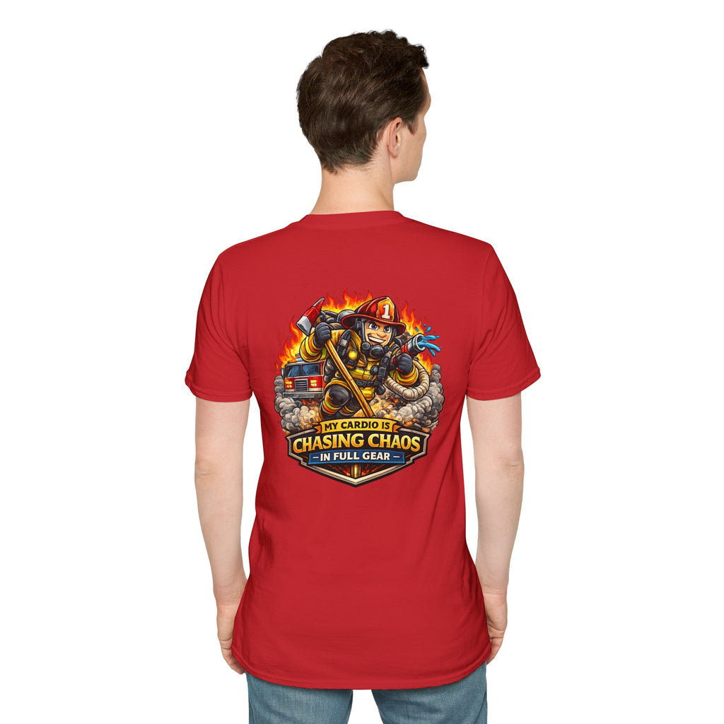 Firefighter T-Shirt - "My Cardio Is Chasing Chaos in Full Gear" Graphic Tee