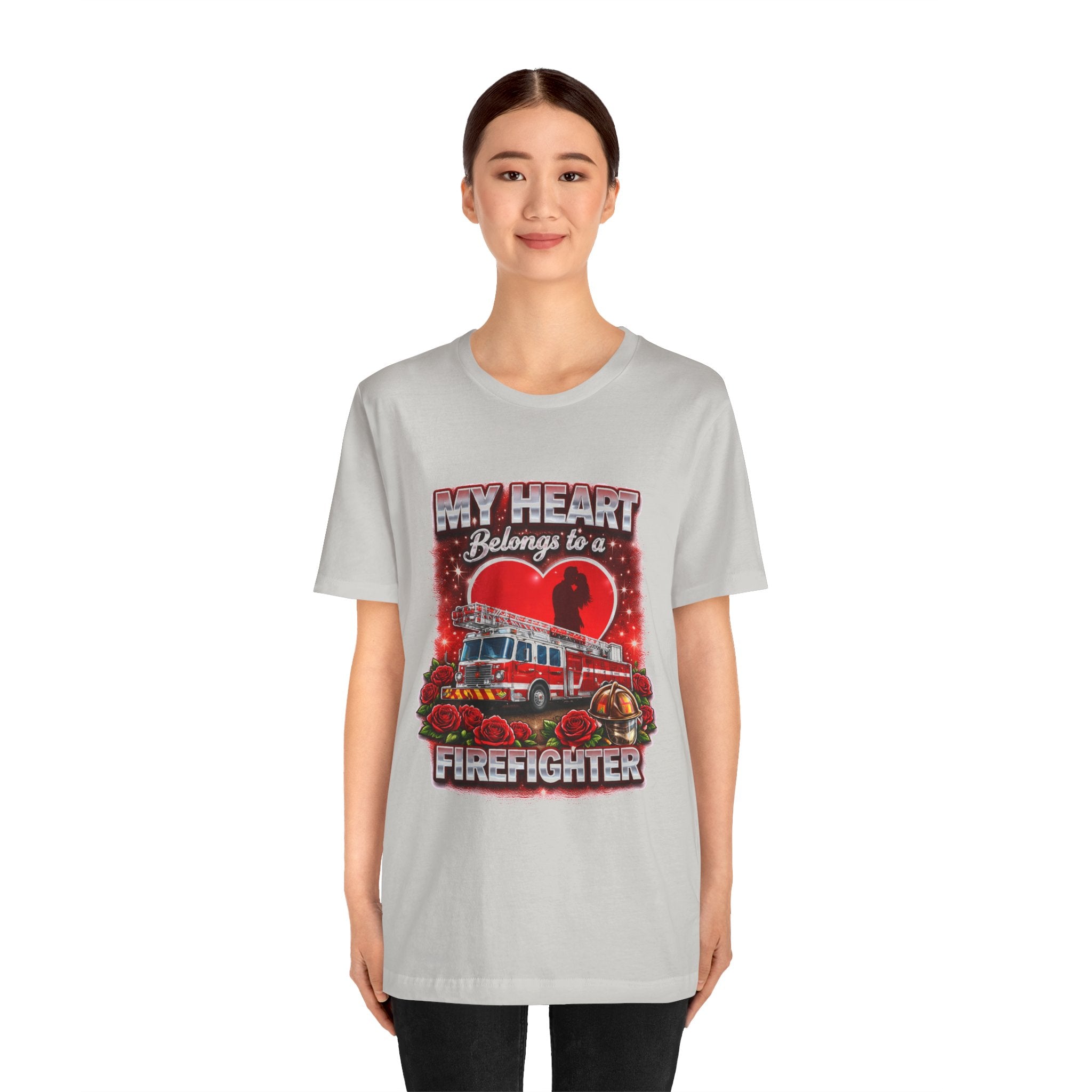 "My Heart Belongs to a Firefighter"  Firefighter Wife T-Shirt