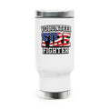 Volunteer Firefighter Travel Mug — 14oz Stainless Steel Tumbler with American Flag Design