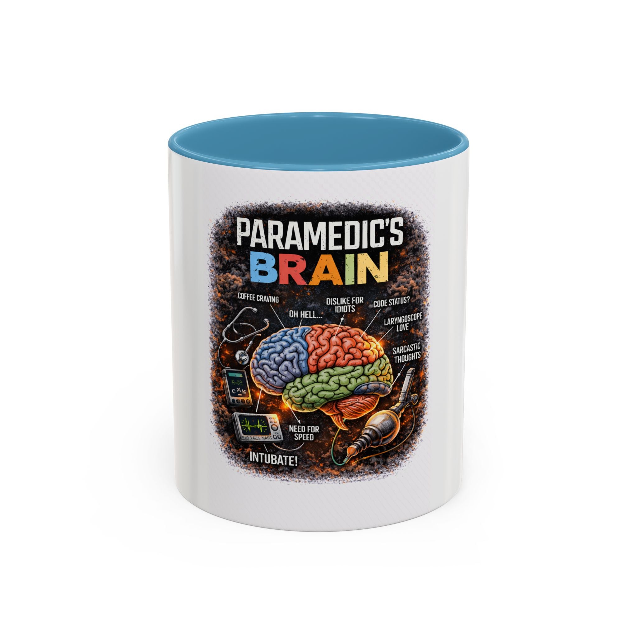 Paramedic's Brain Coffee Mug – Illustrated EMT Anatomy Accent Mug (11/15 oz)
