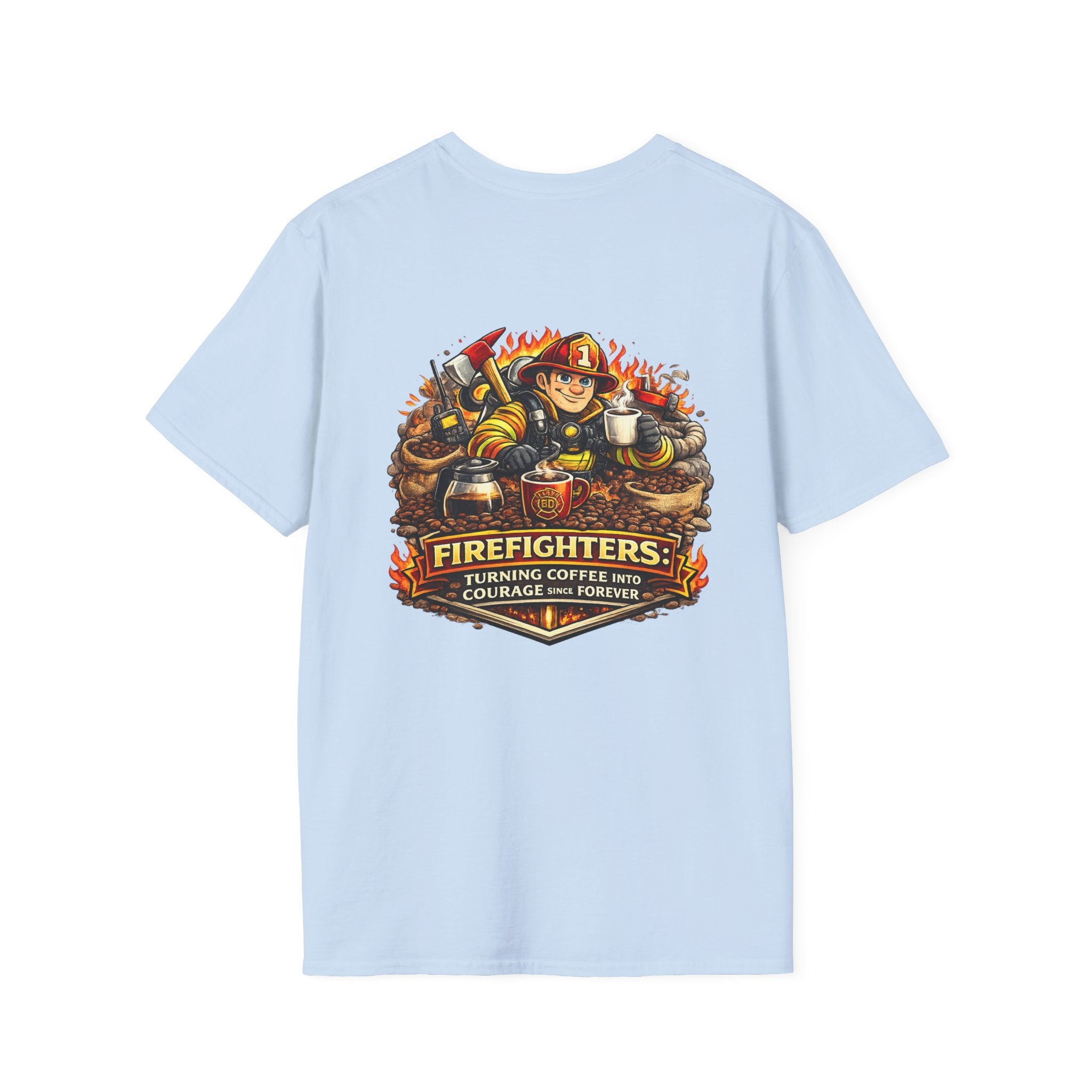 Firefighter Coffee T-Shirt — "Turning Coffee Into Courage" Graphic Tee
