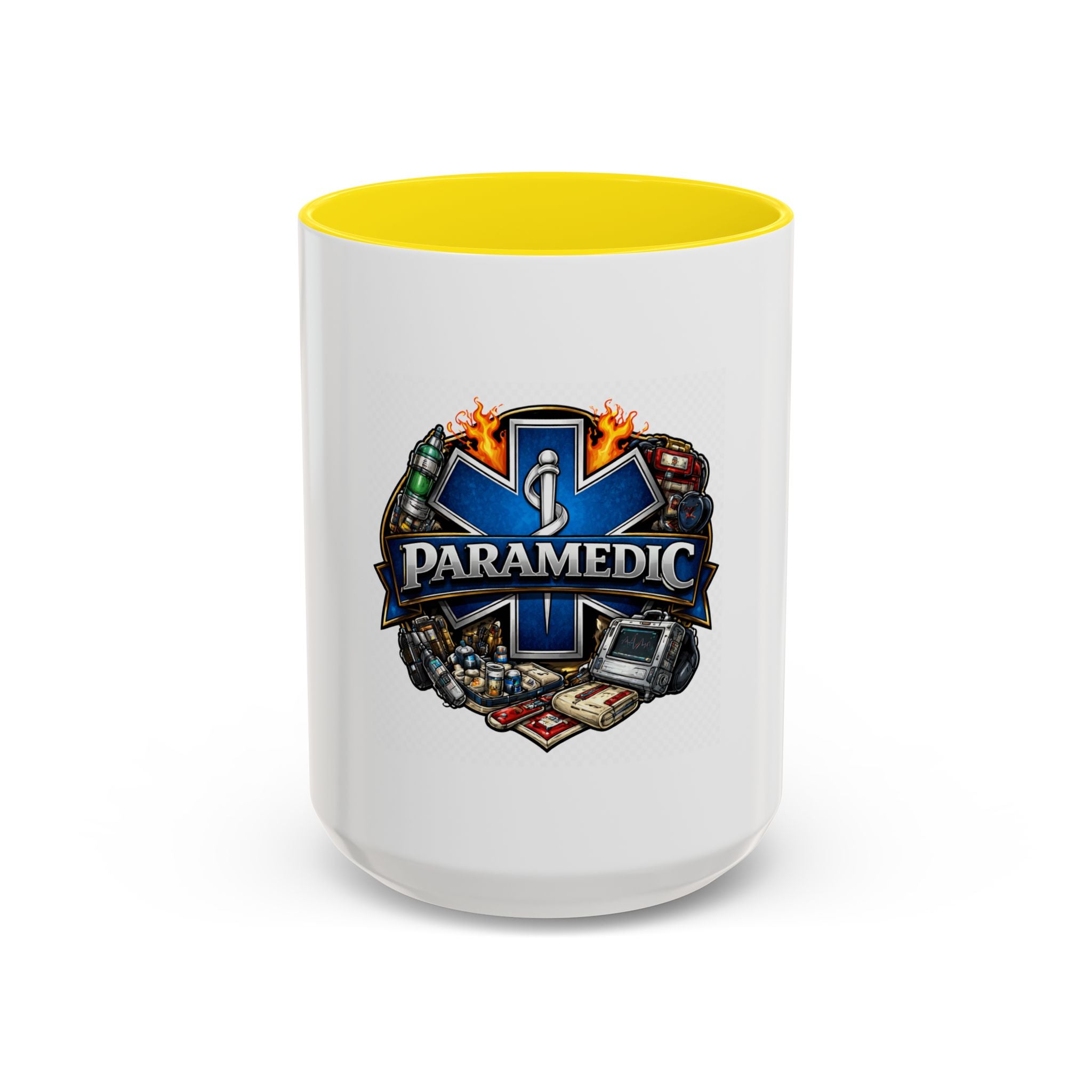 Paramedic Emblem Accent Coffee Mug — EMS Star of Life Design