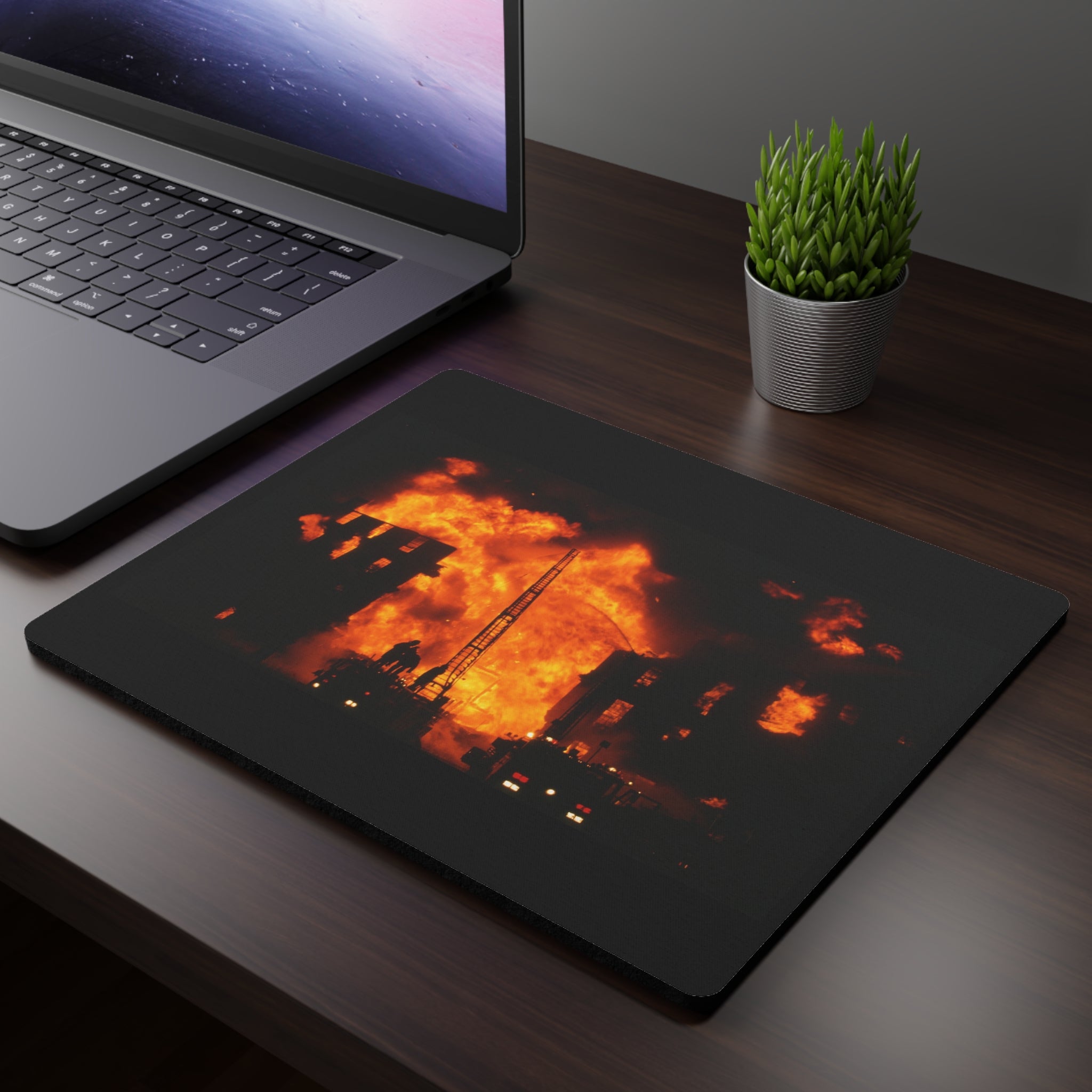 Firestorm City Mouse Pad — Dramatic Urban Blaze
