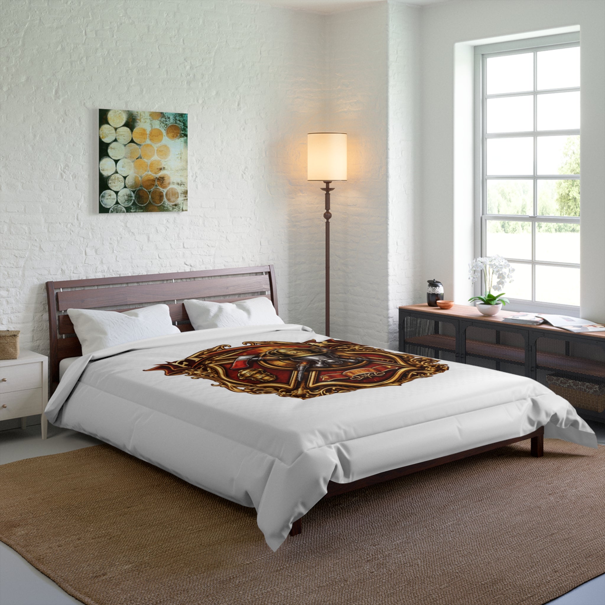 Firefighter Emblem Comforter – Vintage Maltese Cross Rescue Bedding
