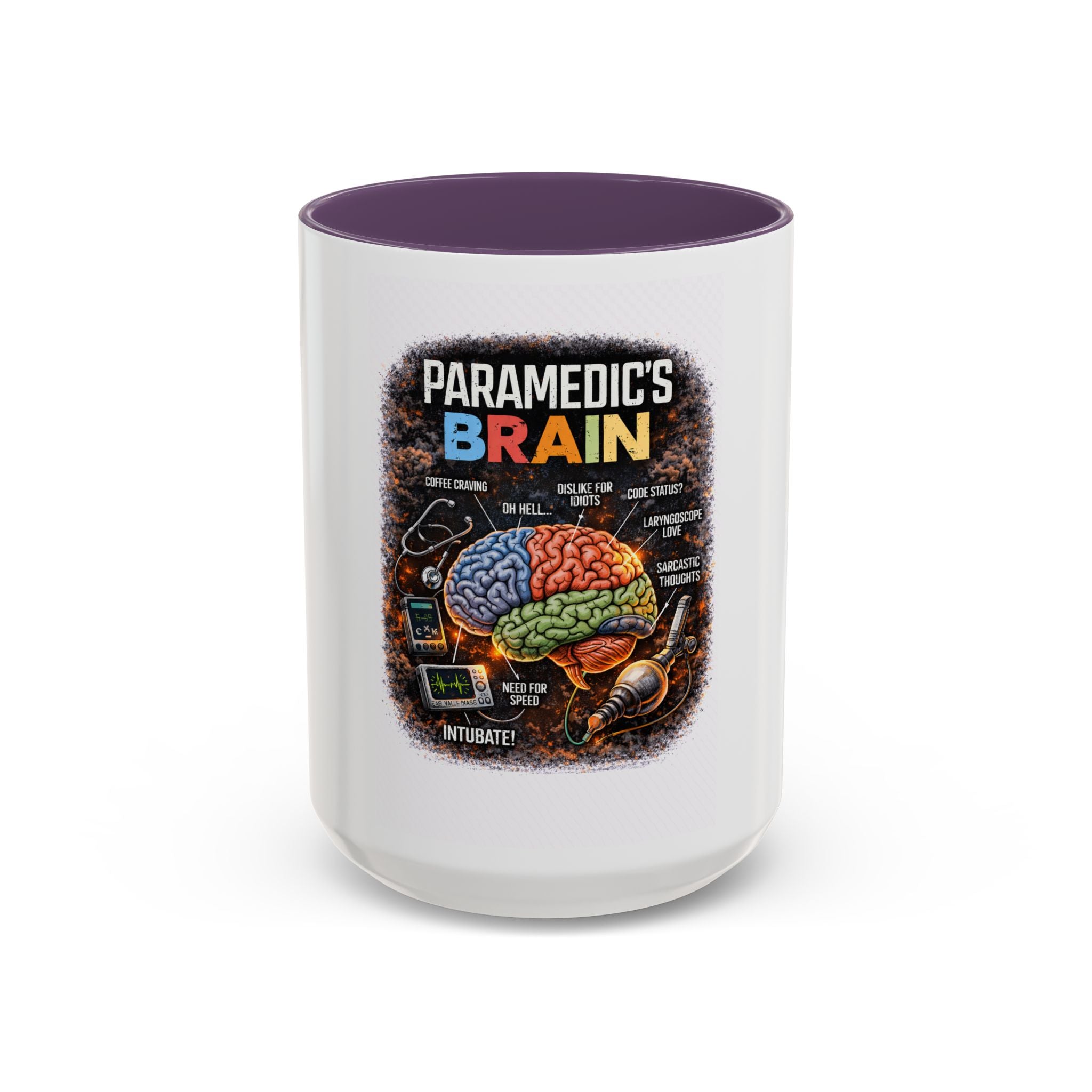 Paramedic's Brain Coffee Mug – Illustrated EMT Anatomy Accent Mug (11/15 oz)