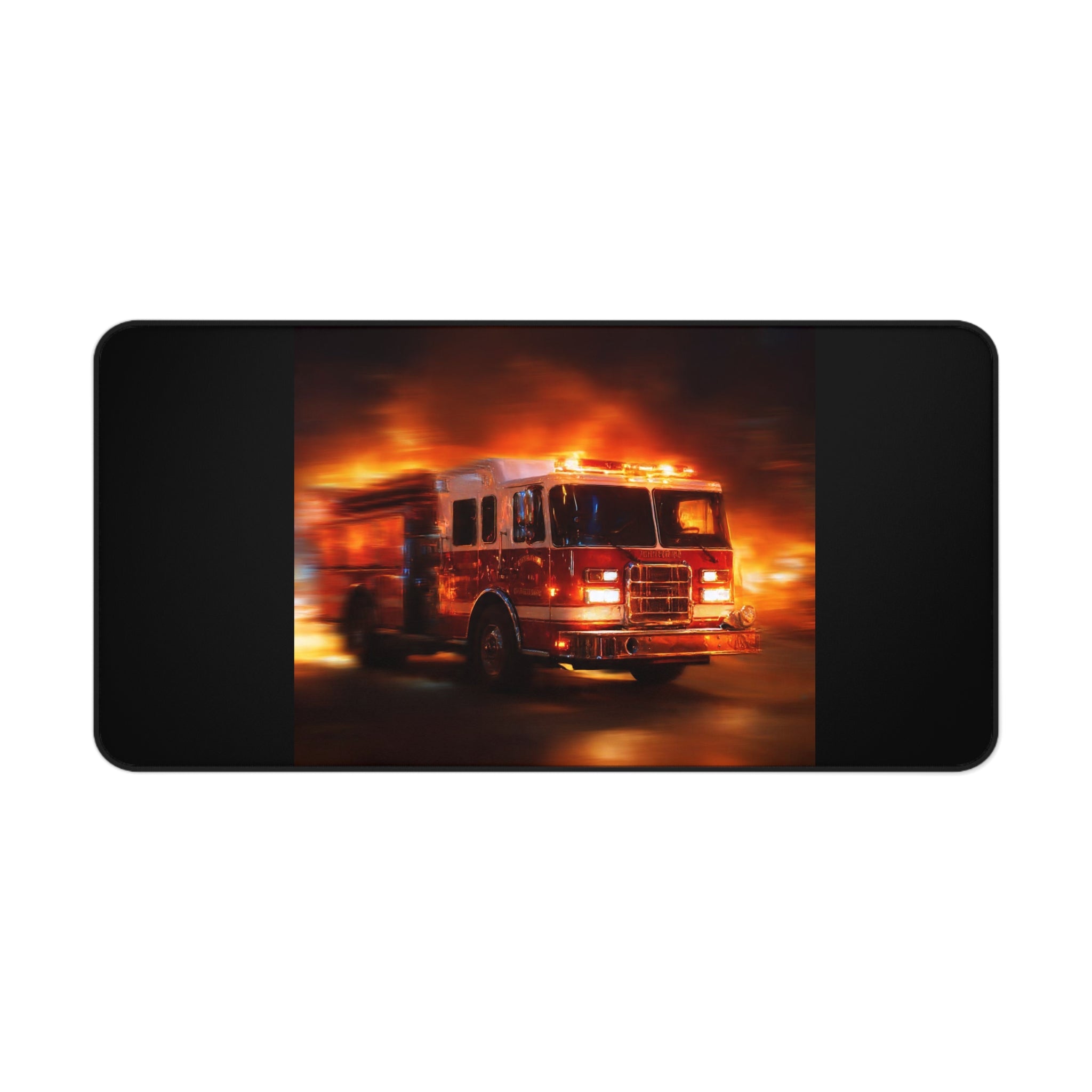Firefighter Fire Engine Desk Mat — Emergency Truck Gaming Mouse Pad