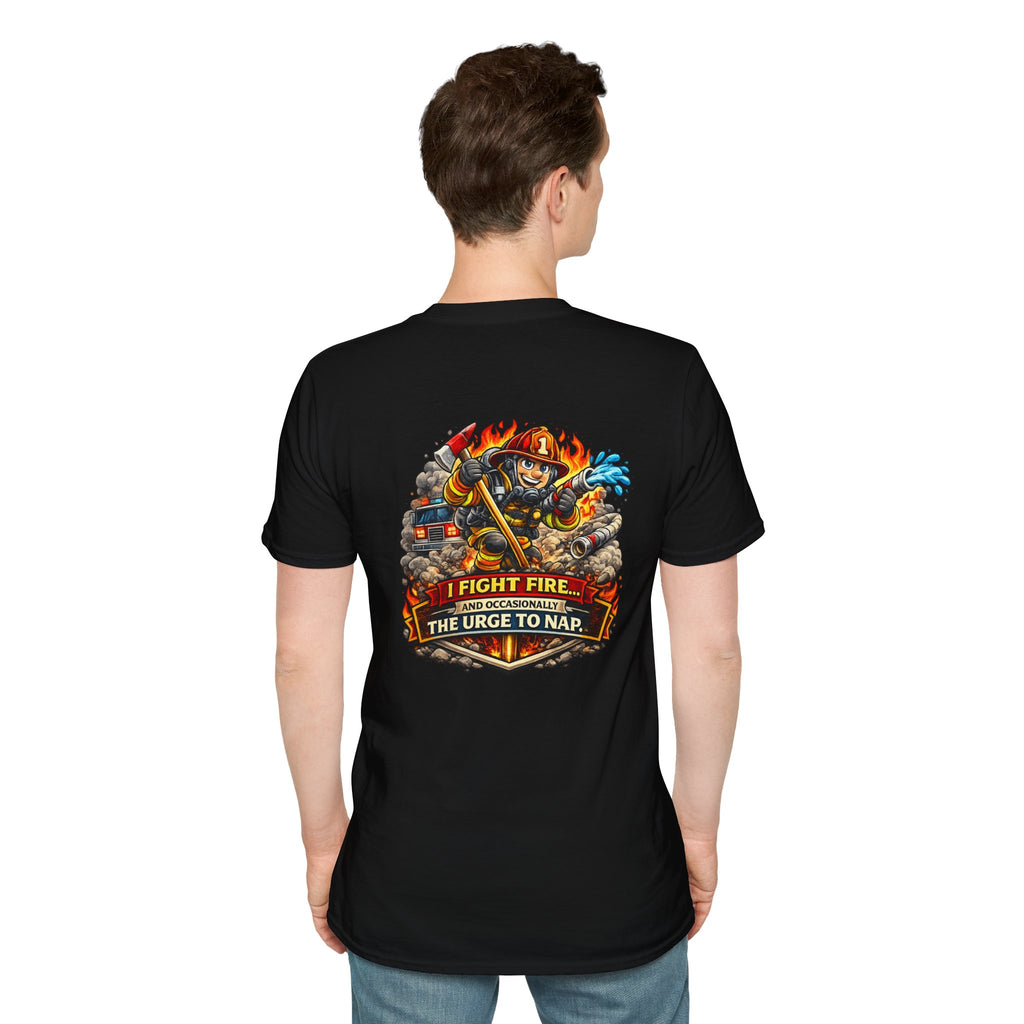 Firefighter T-Shirt - "I Fight Fire But Sometimes I Fight The Urge To Nap" Graphic Tee