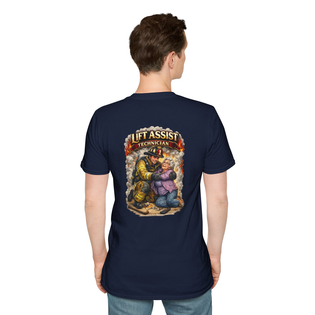 Firefighter Lift Assist Technician T‑Shirt — Rescue & Support Graphic Tee