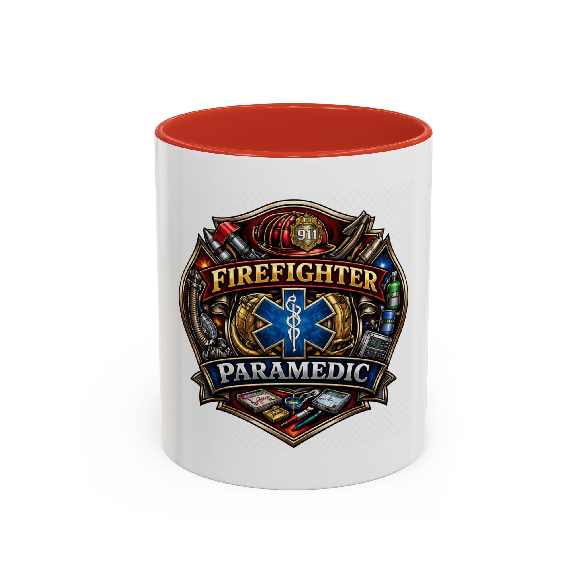 Firefighter Paramedic Shield Accent Coffee Mug – 11/15oz