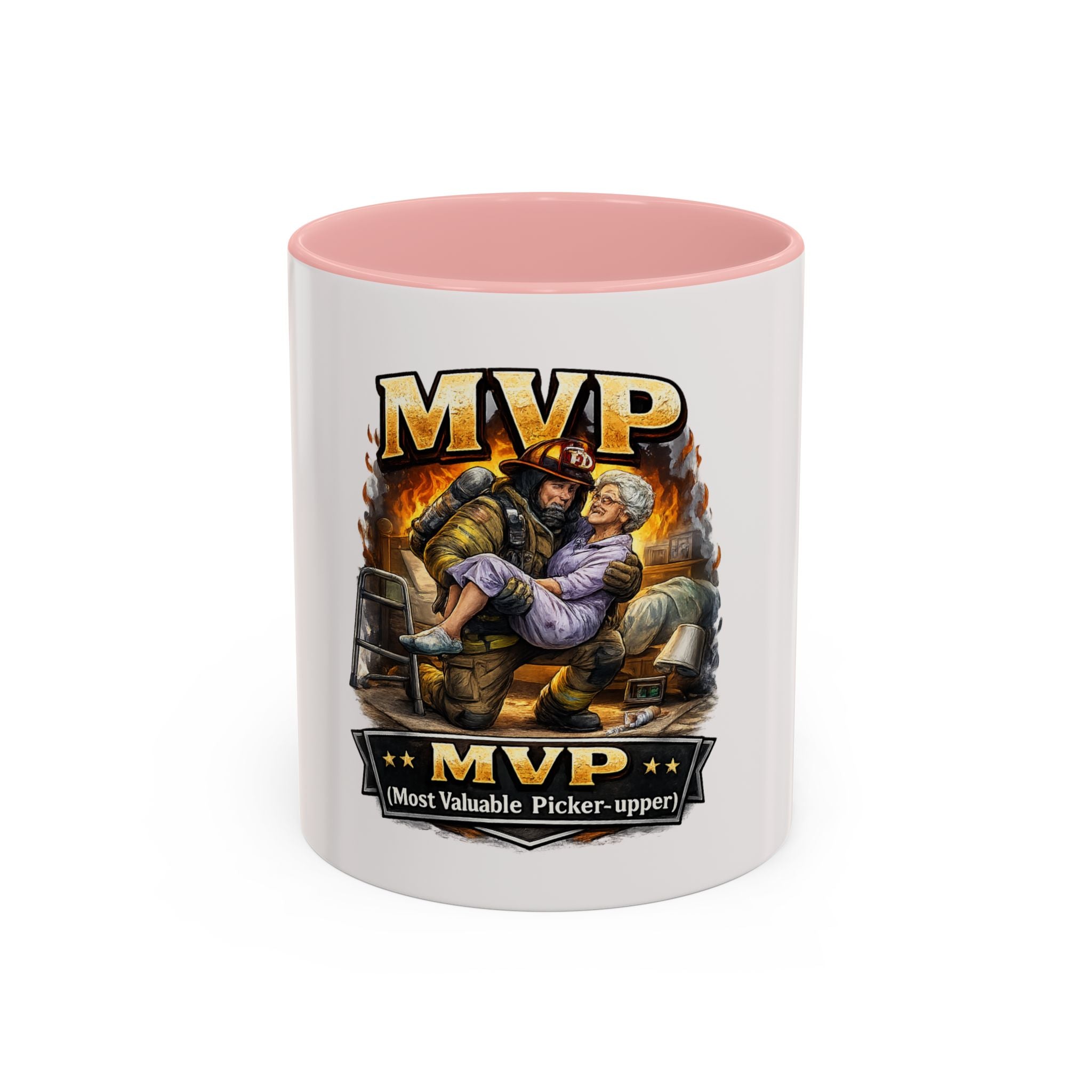 Firefighter Coffee Cup "MVP Most Valuable Picker-upper" Accent Coffee Mug (11, 15oz)