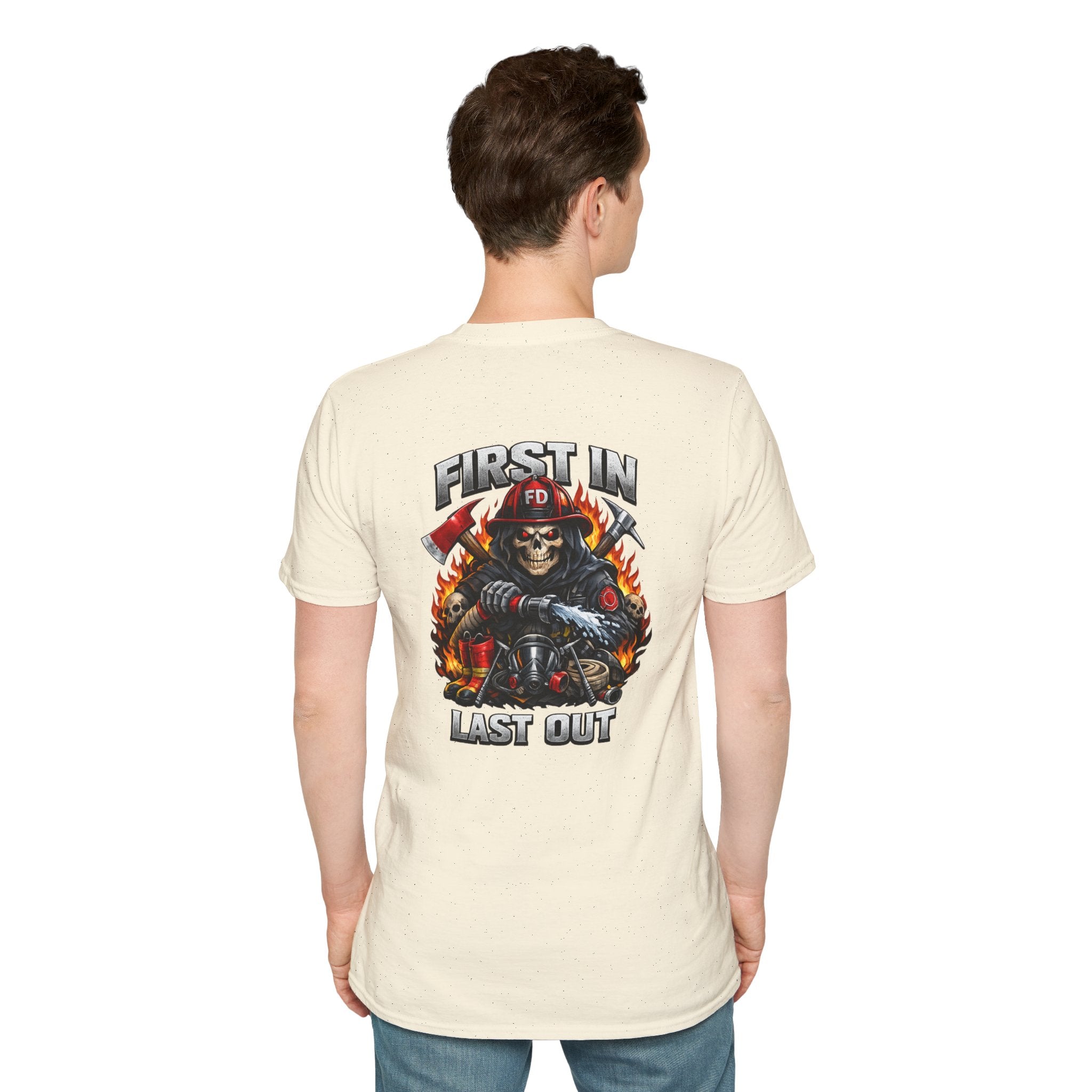 Firefighter Skull 'First In, Last Out' T-Shirt