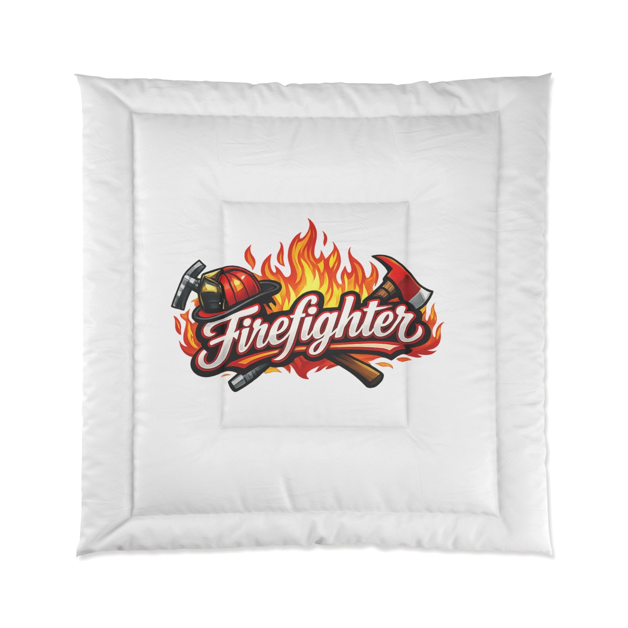 Firefighter Comforter - Flames & Helmet Bedding for Firefighter Tribute