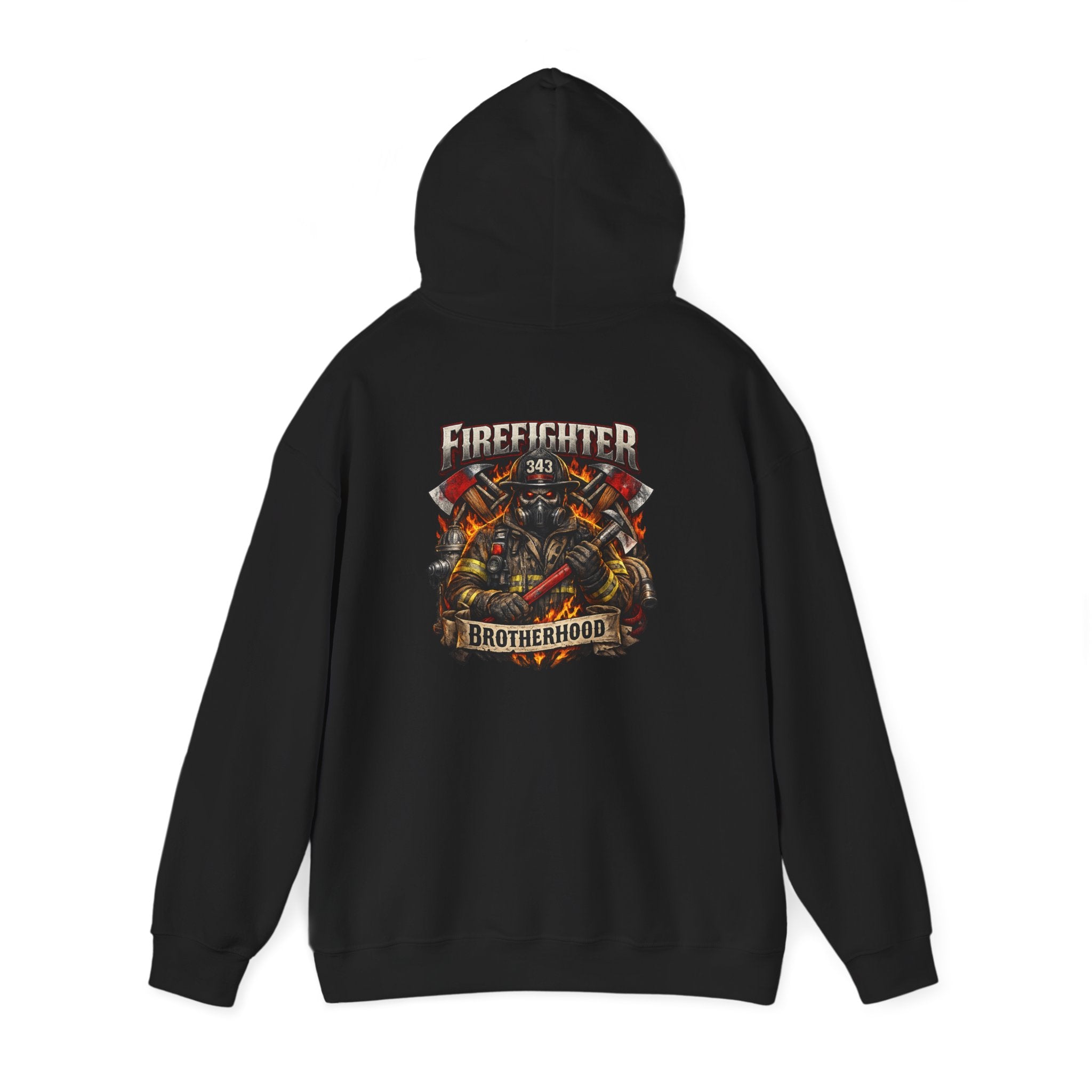 Firefighter Brotherhood Hoodie – Courage Skull Fire Axe Back Print