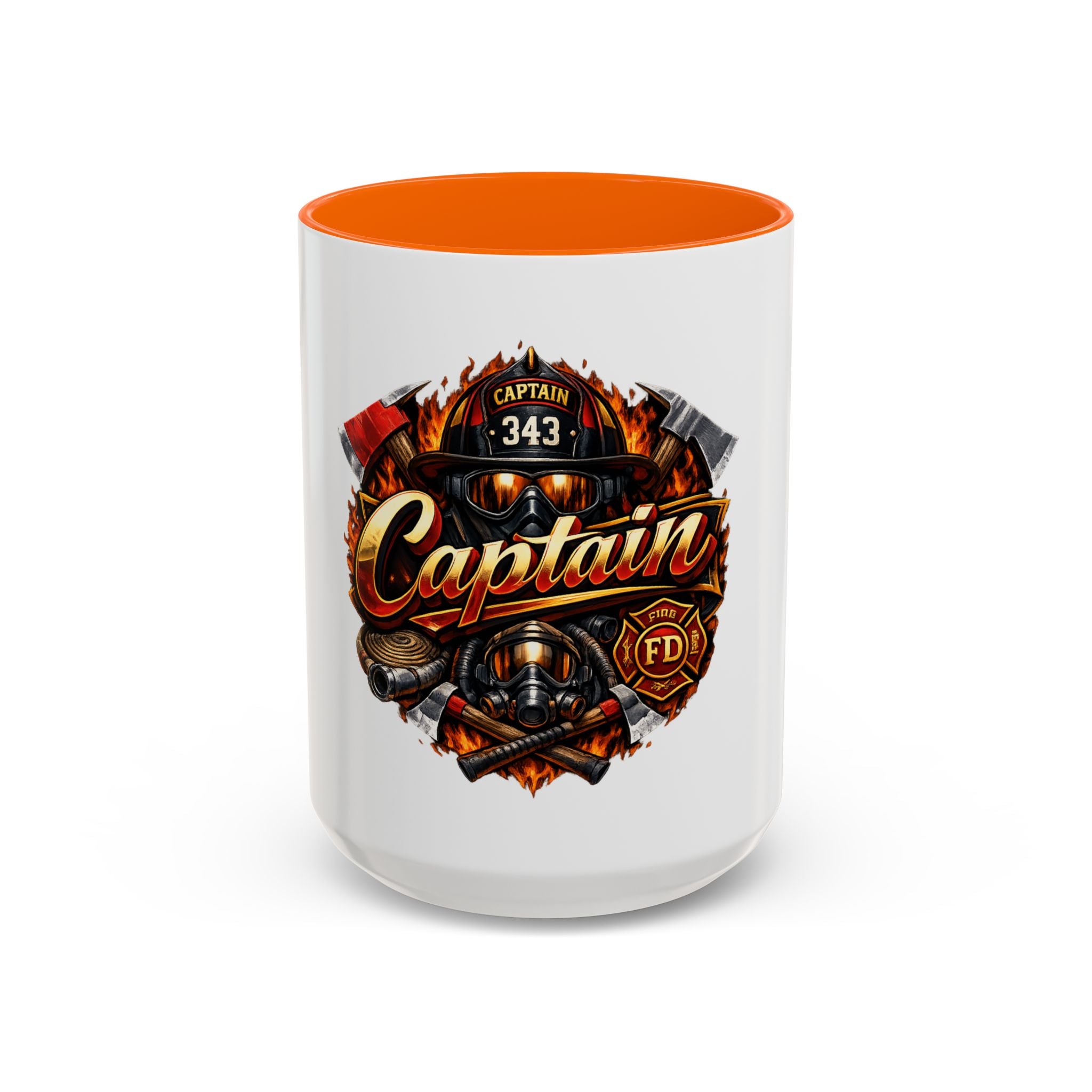 Captain Firefighter Coffee Mug — 'Captain' Fire Rescue Emblem Accent Mug (11/15oz)