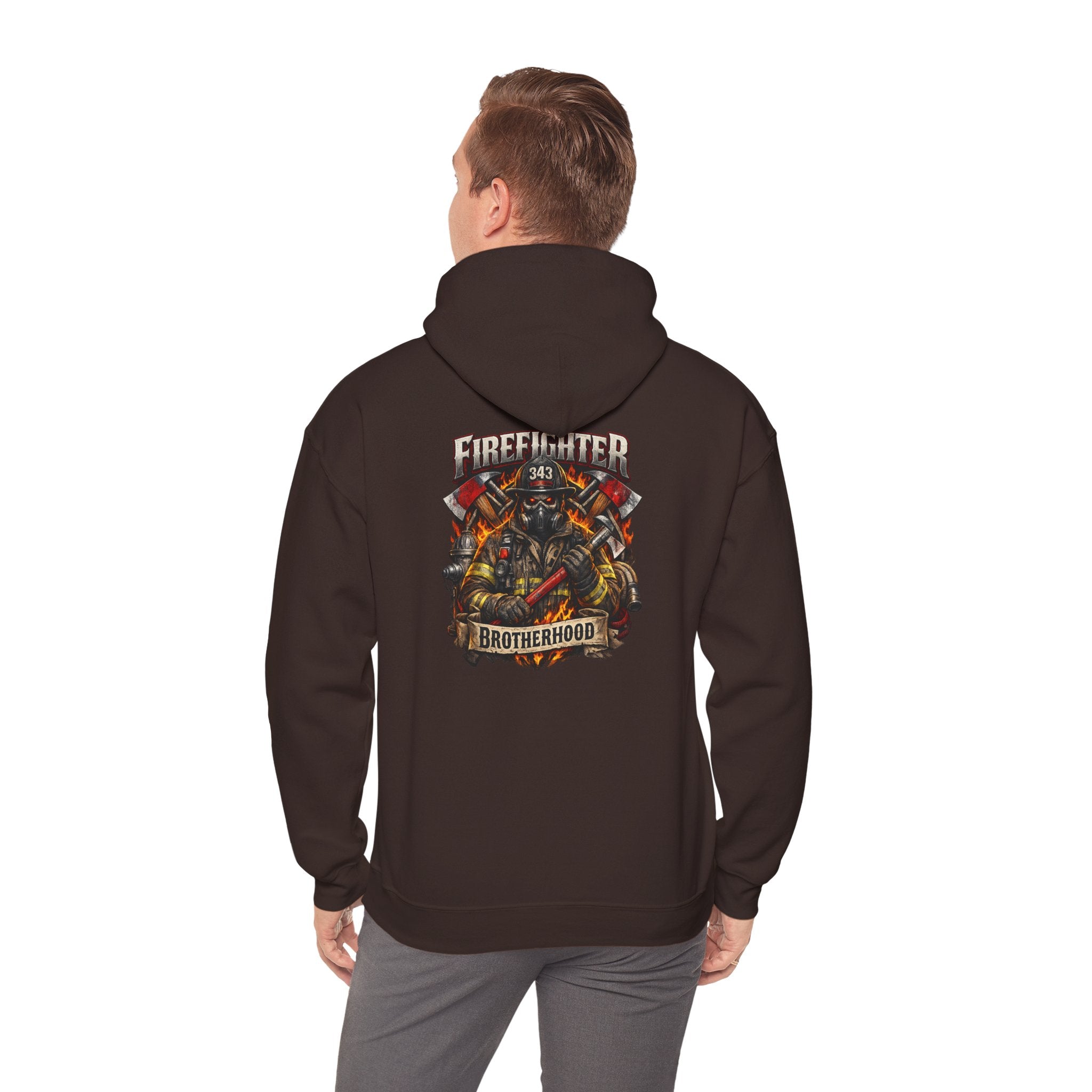 Firefighter Brotherhood Hoodie – Courage Skull Fire Axe Back Print