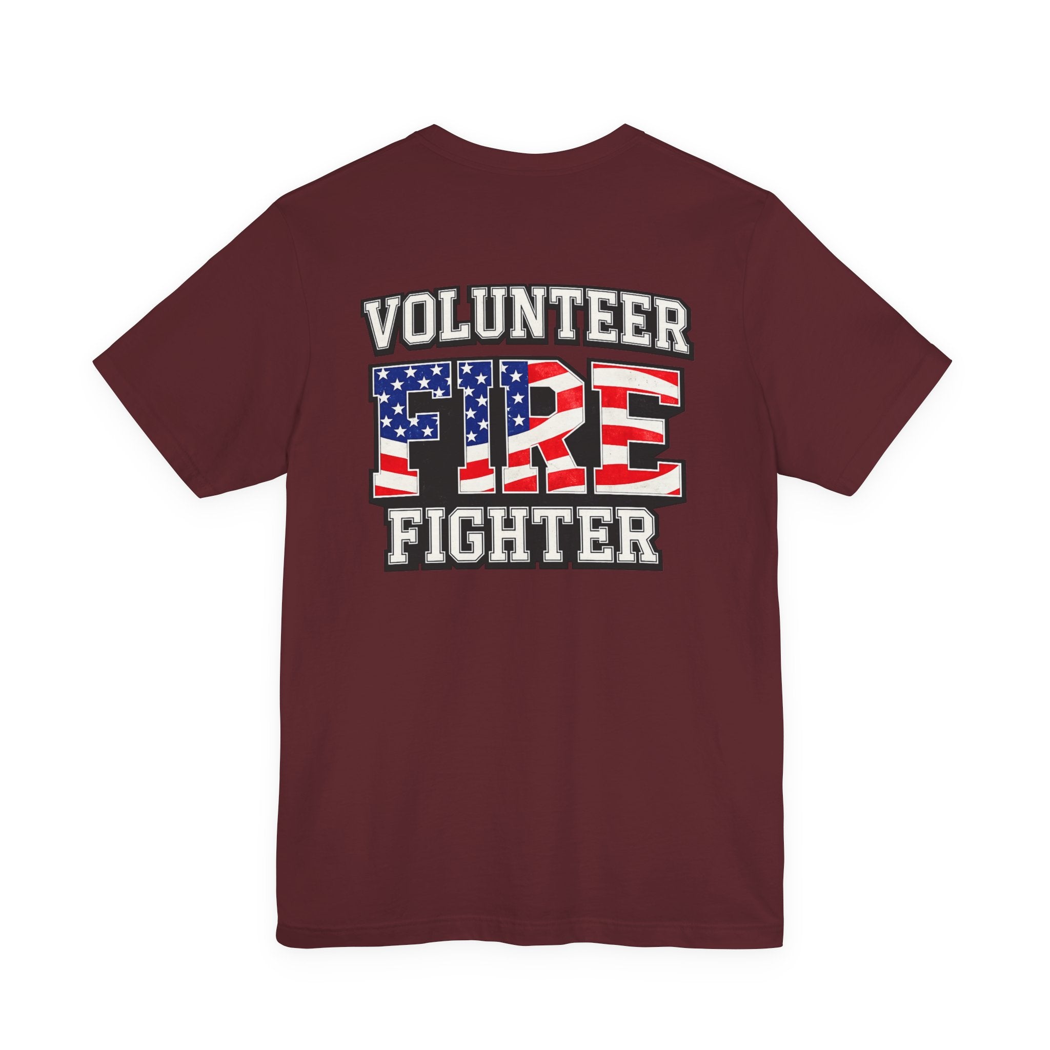 Volunteer Firefighter T-Shirt — Patriotic American Flag Fire Graphic