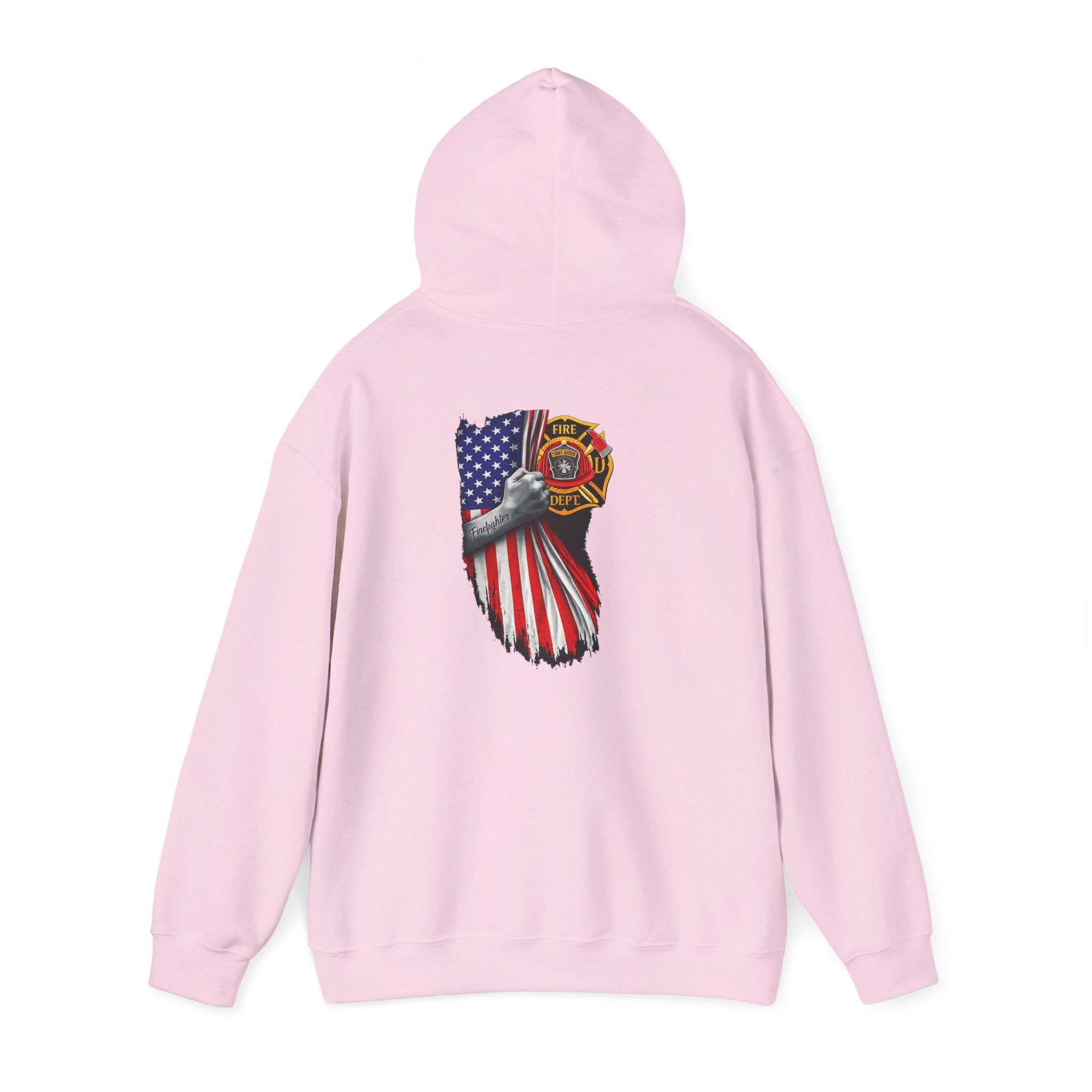 Patriotic Eagle Hoodie with American Flag and Firefighter Badge - 4th of July Memorial Pullover