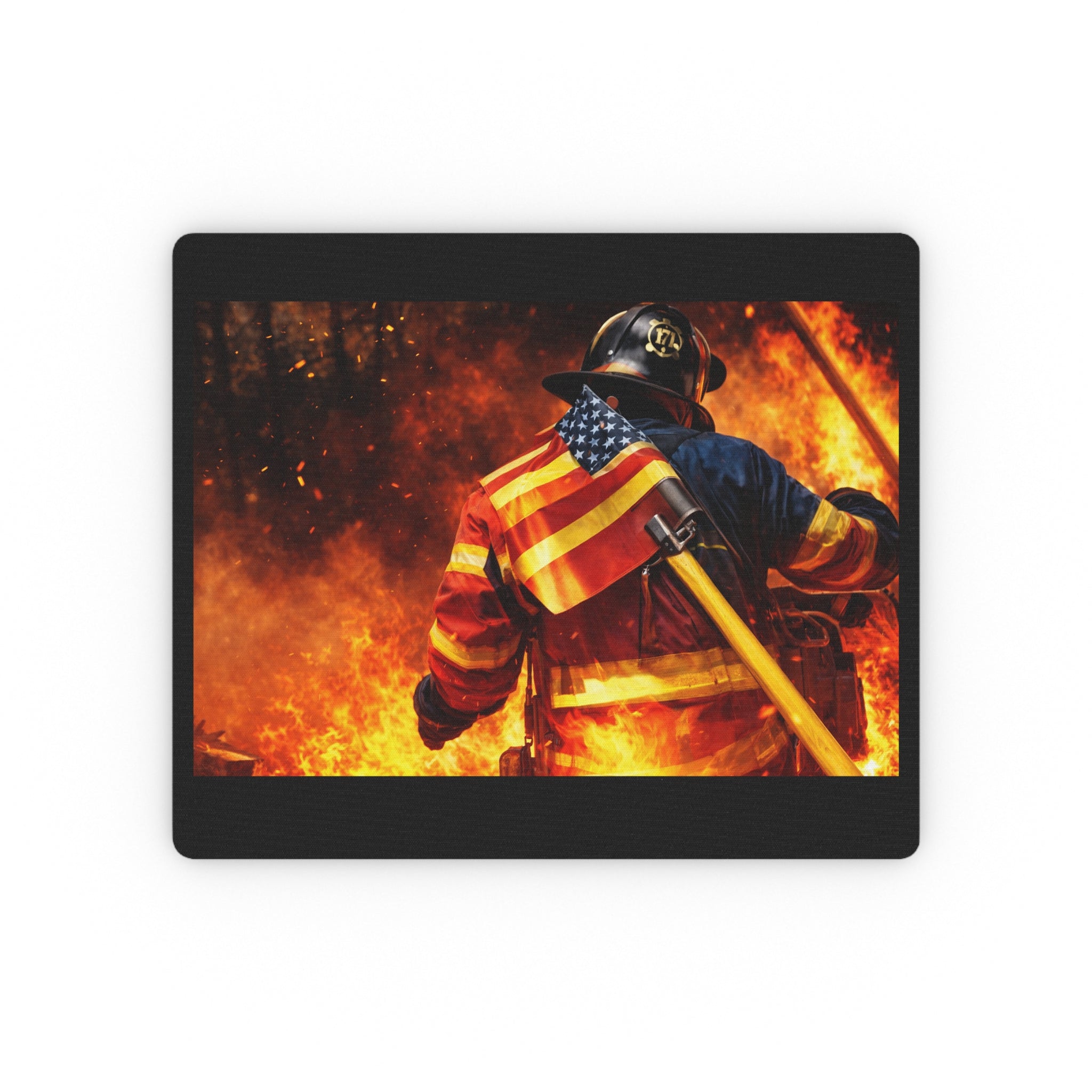 Firefighter Mouse Pad — American Flag Fire Rescue Desk Mat