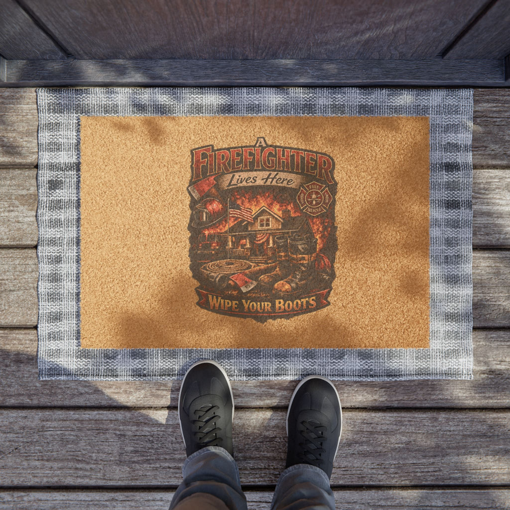 Firefighter Doormat — 'Wipe Your Boots' Welcome Mat