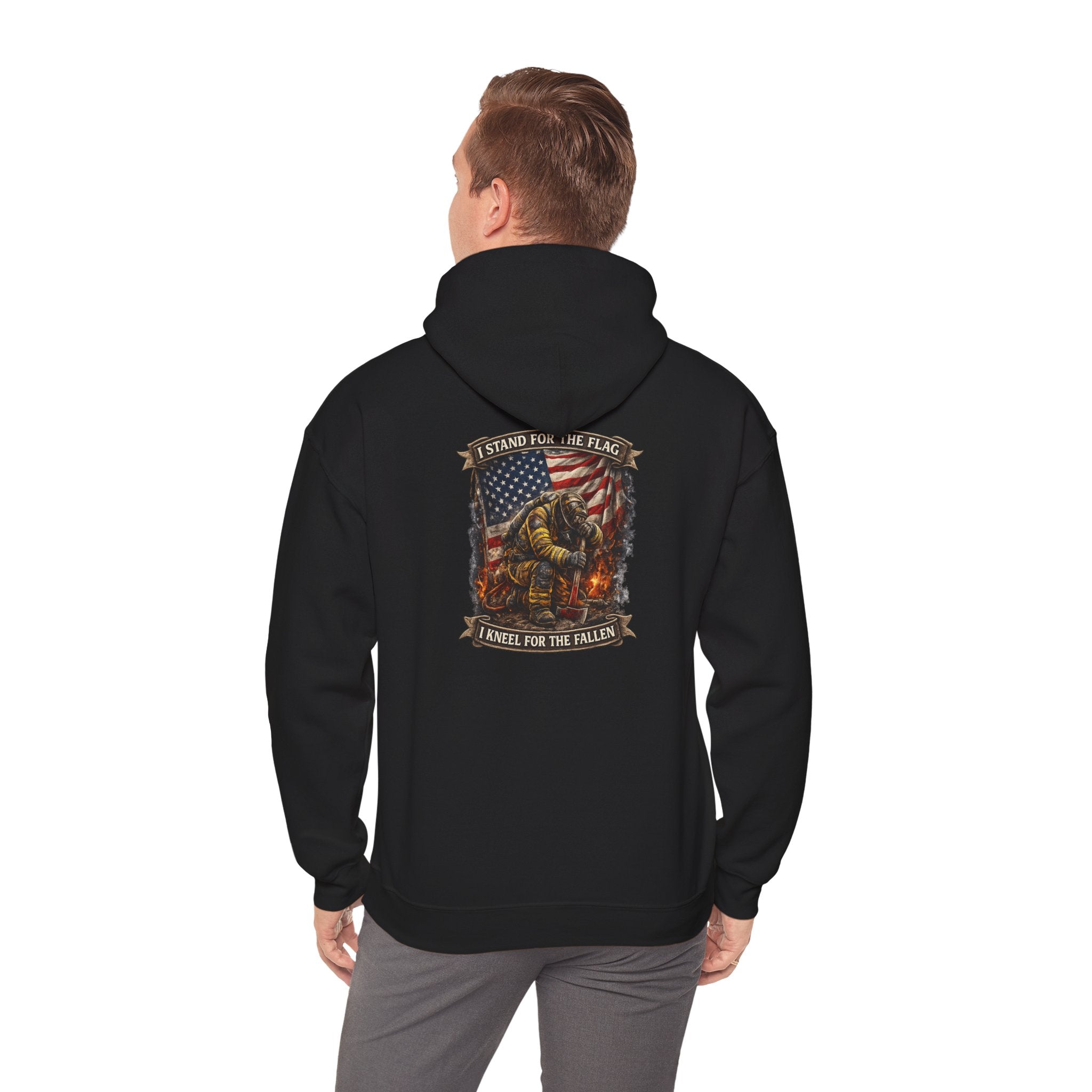 Patriotic Fallen Soldier Hoodie – I Stand & Kneel For The Fallen Memorial Hoodie