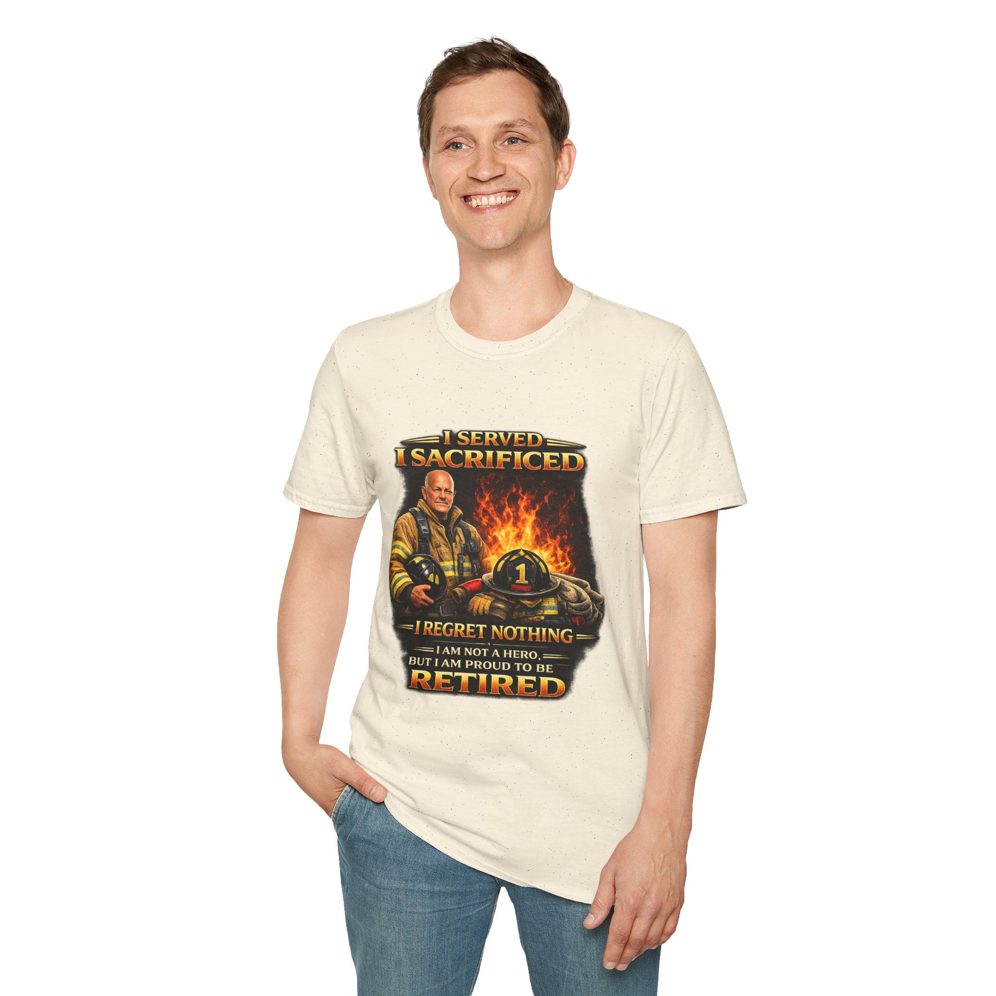 "I Served, I Sacrificed" Retired Firefighter Tribute T-Shirt