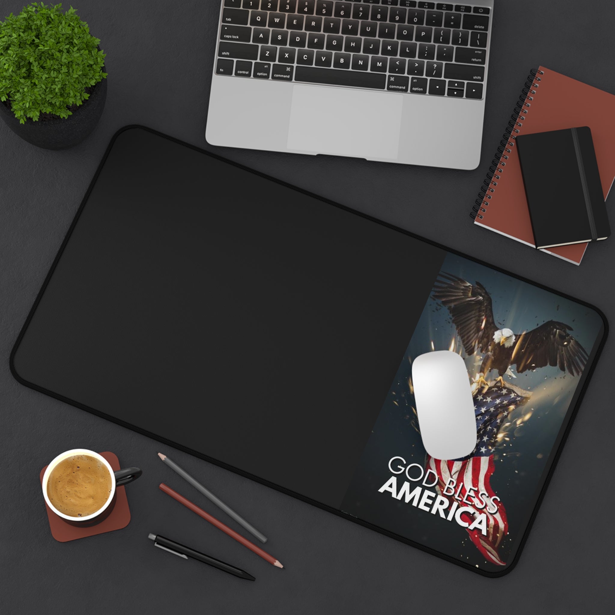 God Bless America Eagle Flag Desk Mat — Patriotic Gaming & Office Desk Pad