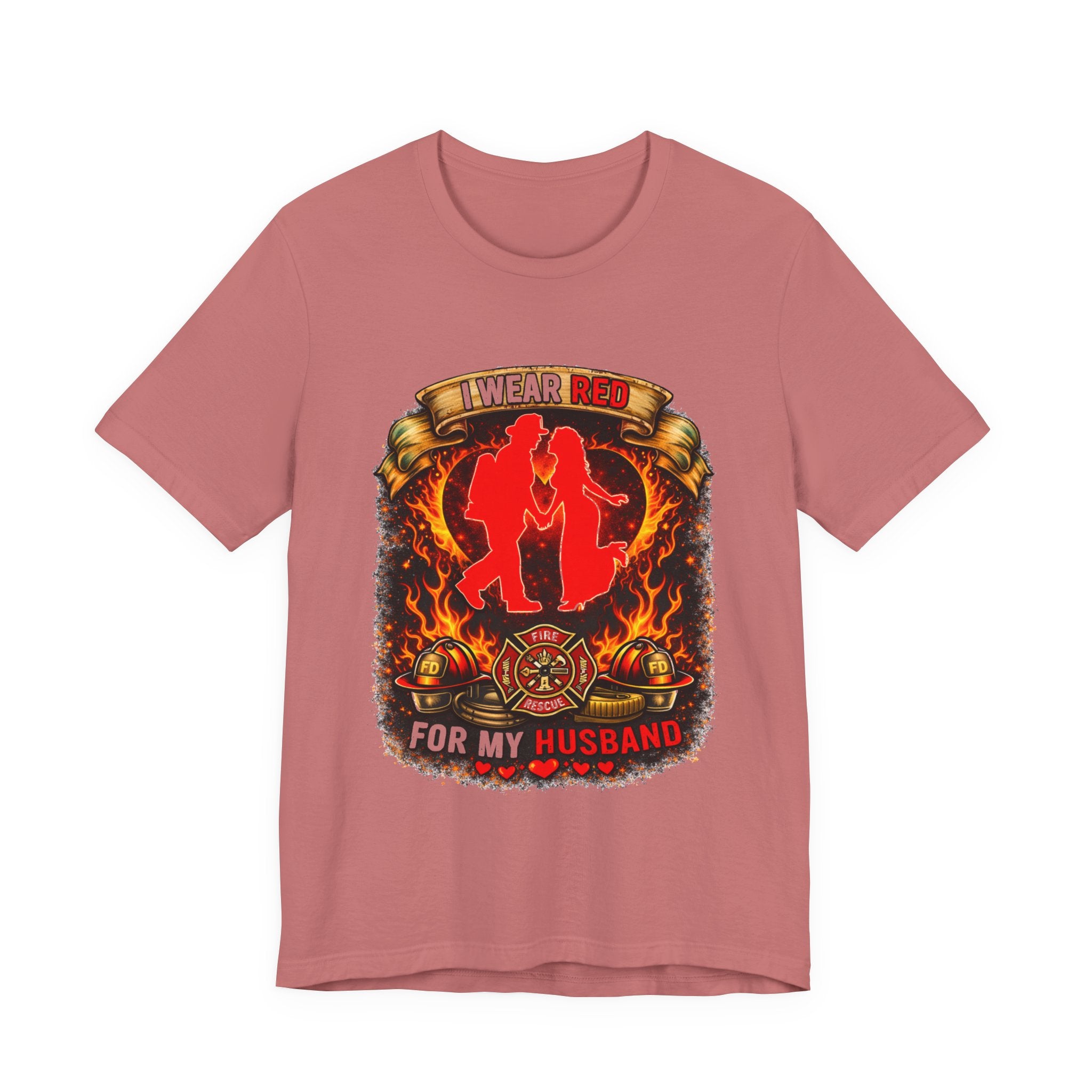 T-Shirt - I Wear Red For My Husband Firefighter Tribute Graphic Tee