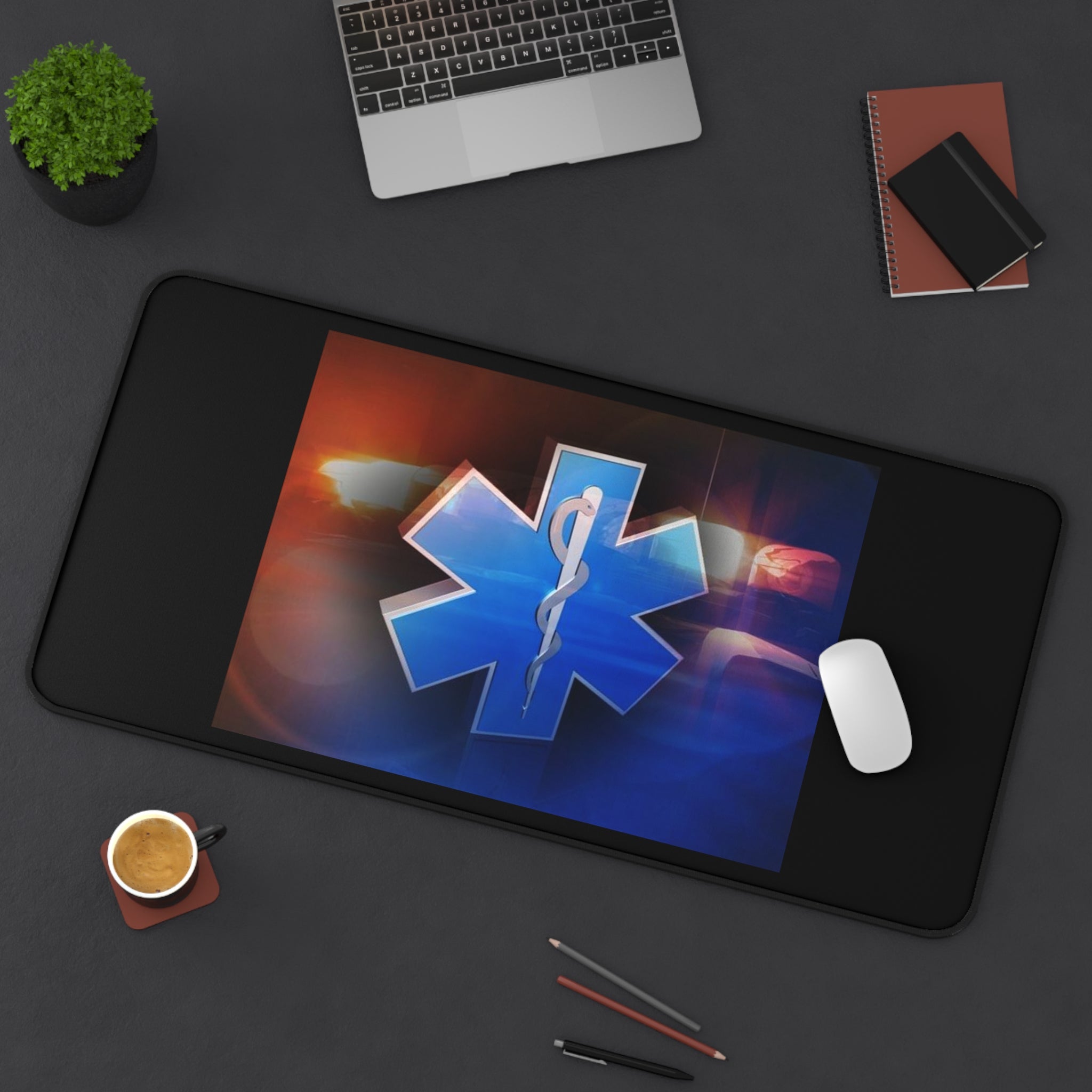 EMS Star of Life Desk Mat – Paramedic Medical Symbol Mousepad
