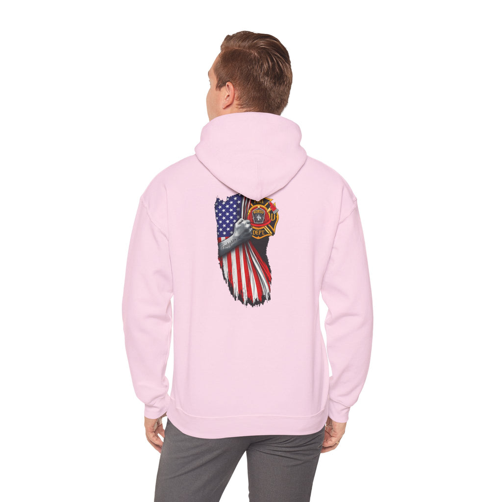 Patriotic Eagle Hoodie with American Flag and Firefighter Badge - 4th of July Memorial Pullover