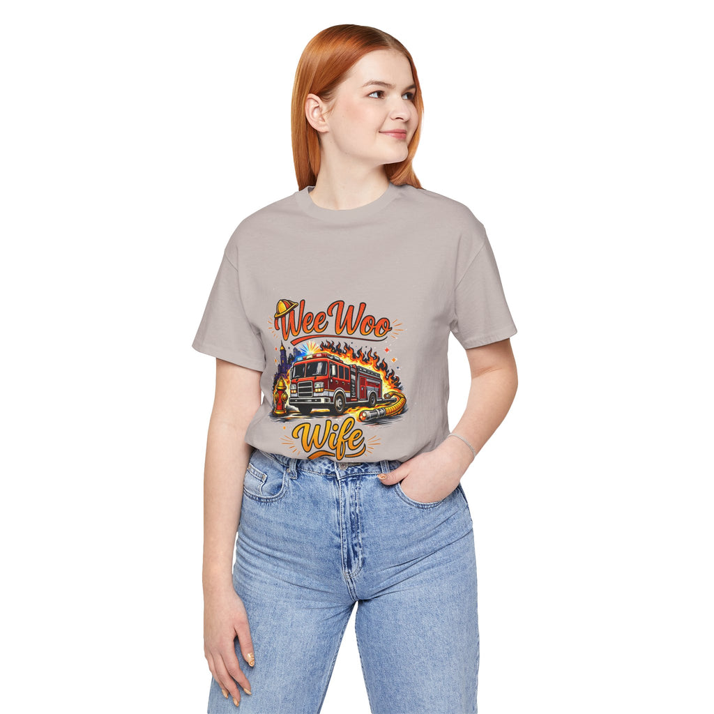 Firefighter Wife T-Shirt – "Wee Woo Wife" Fire Truck Graphic Tee
