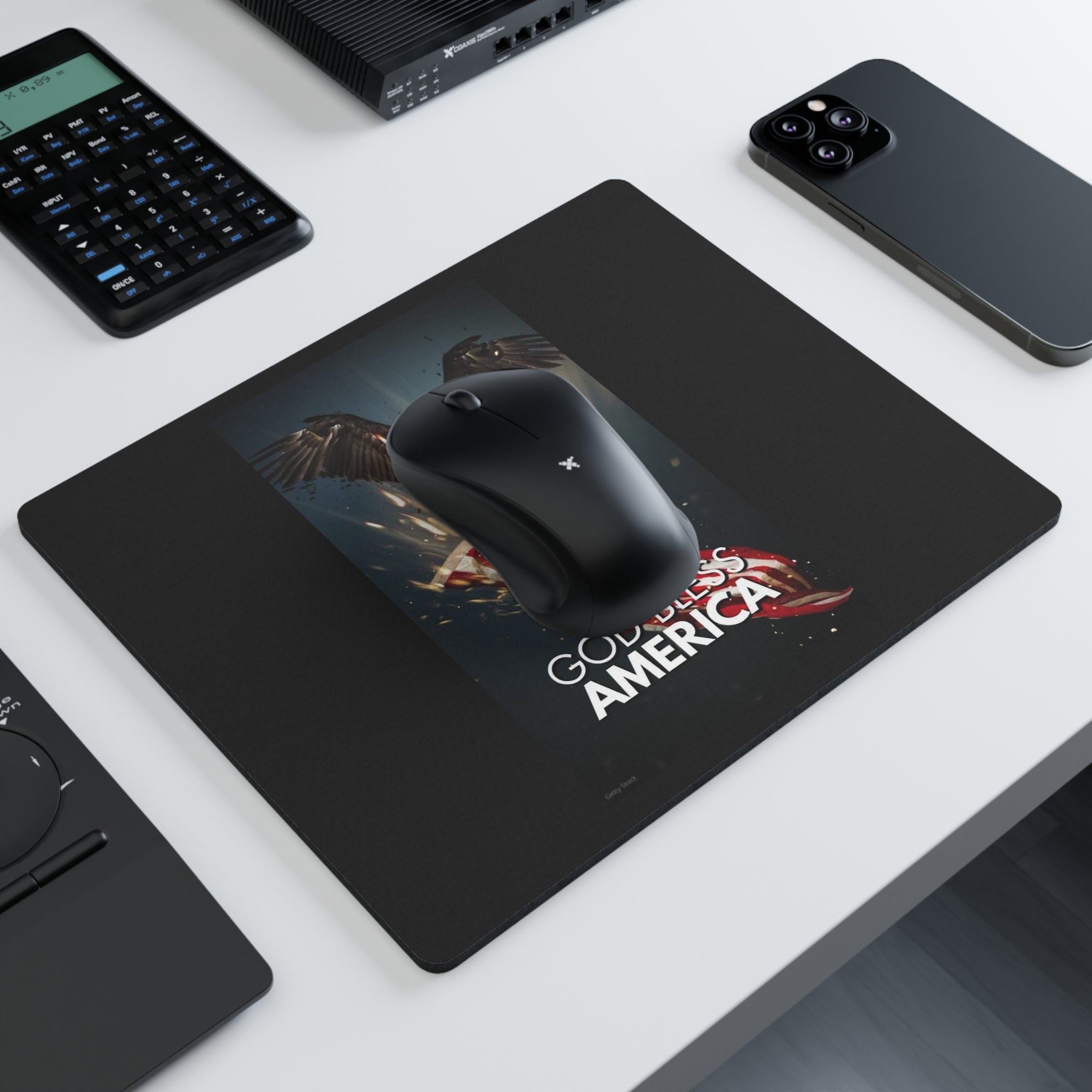 God Bless America Eagle Flag Rectangular Mouse Pad – Patriotic Desk Mousepad