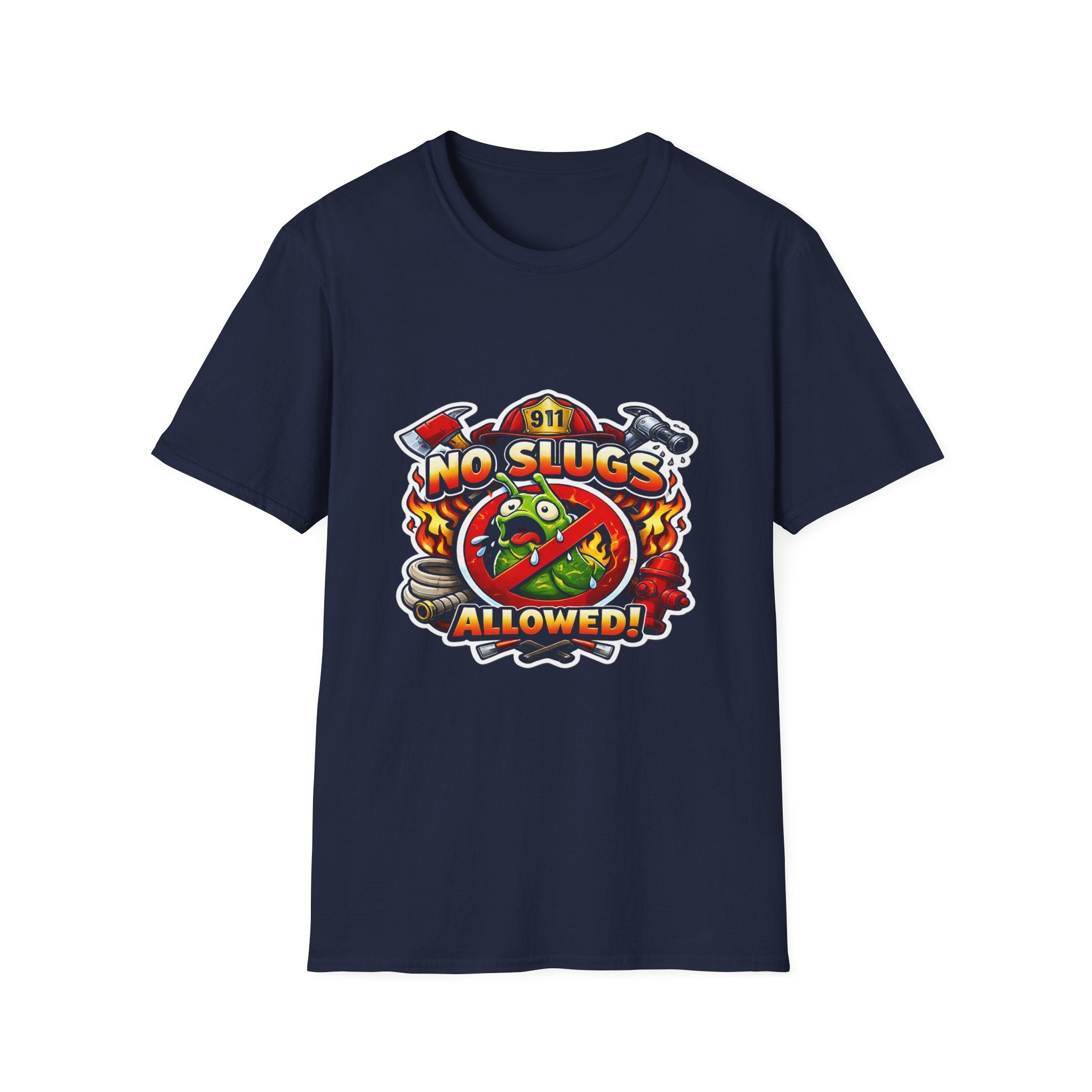 No Slugs Allowed T-Shirt — Firefighter T-Shirt Front Graphic