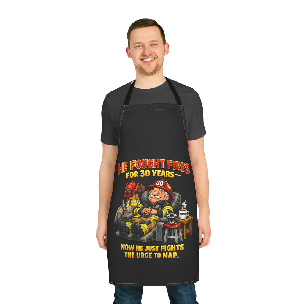 Firefighter Retirement Apron - "He Fought Fires for 30 Years, Now He Just Fights the Urge to Nap"