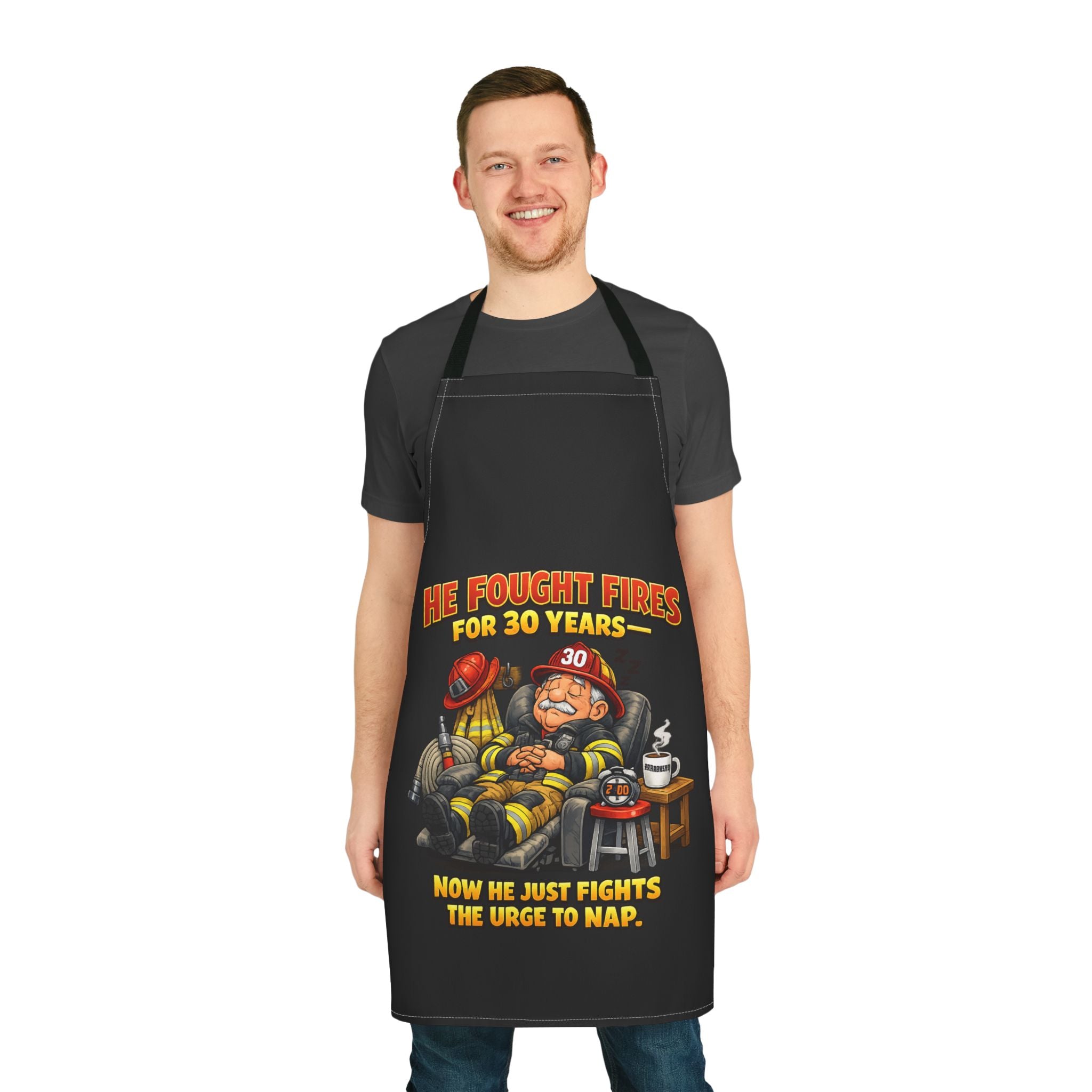Firefighter Retirement Apron - "He Fought Fires for 30 Years, Now He Just Fights the Urge to Nap"