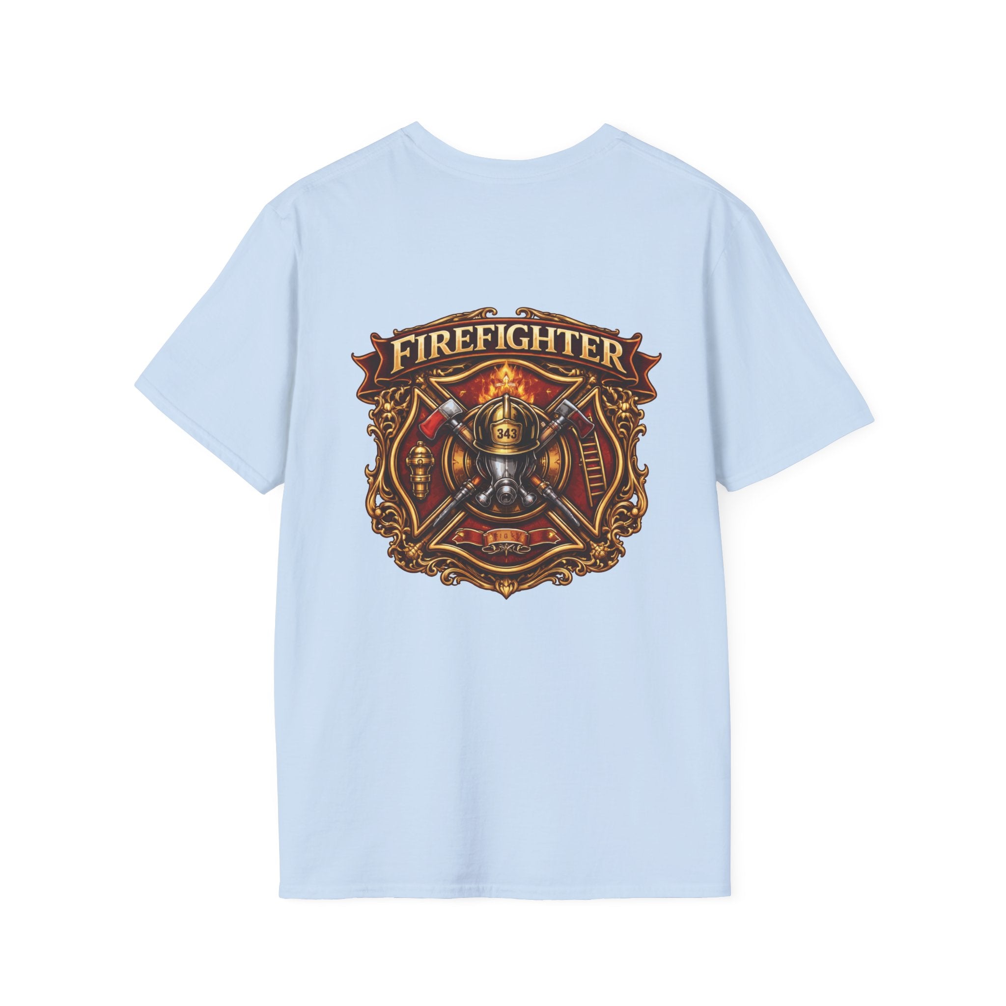 Firefighter Badge T-Shirt — Vintage Firefighter Helmet & Axes Tee