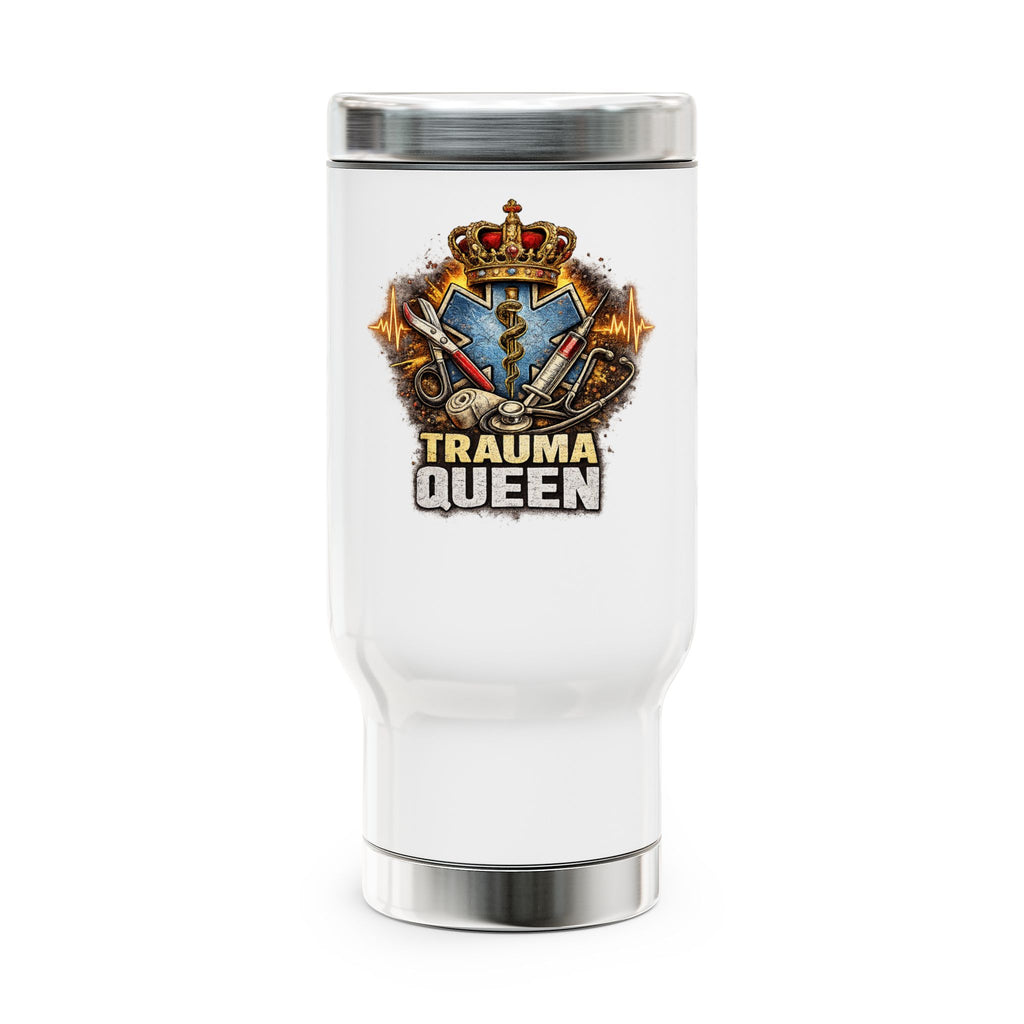 Trauma Queen Stainless Steel Travel Mug (14oz) – Medical EMT Paramedic Crown Design