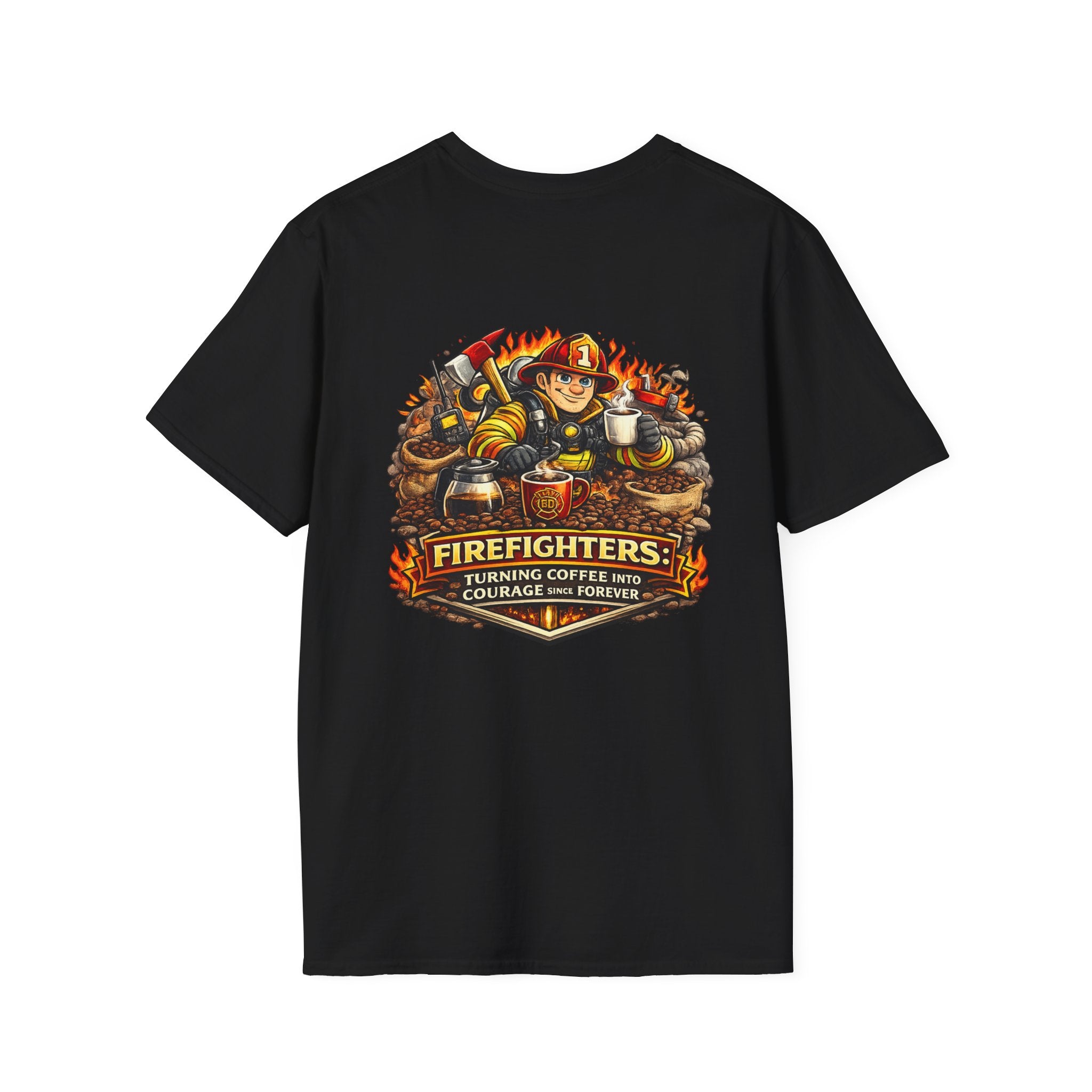 Firefighter Coffee T-Shirt — "Turning Coffee Into Courage" Graphic Tee