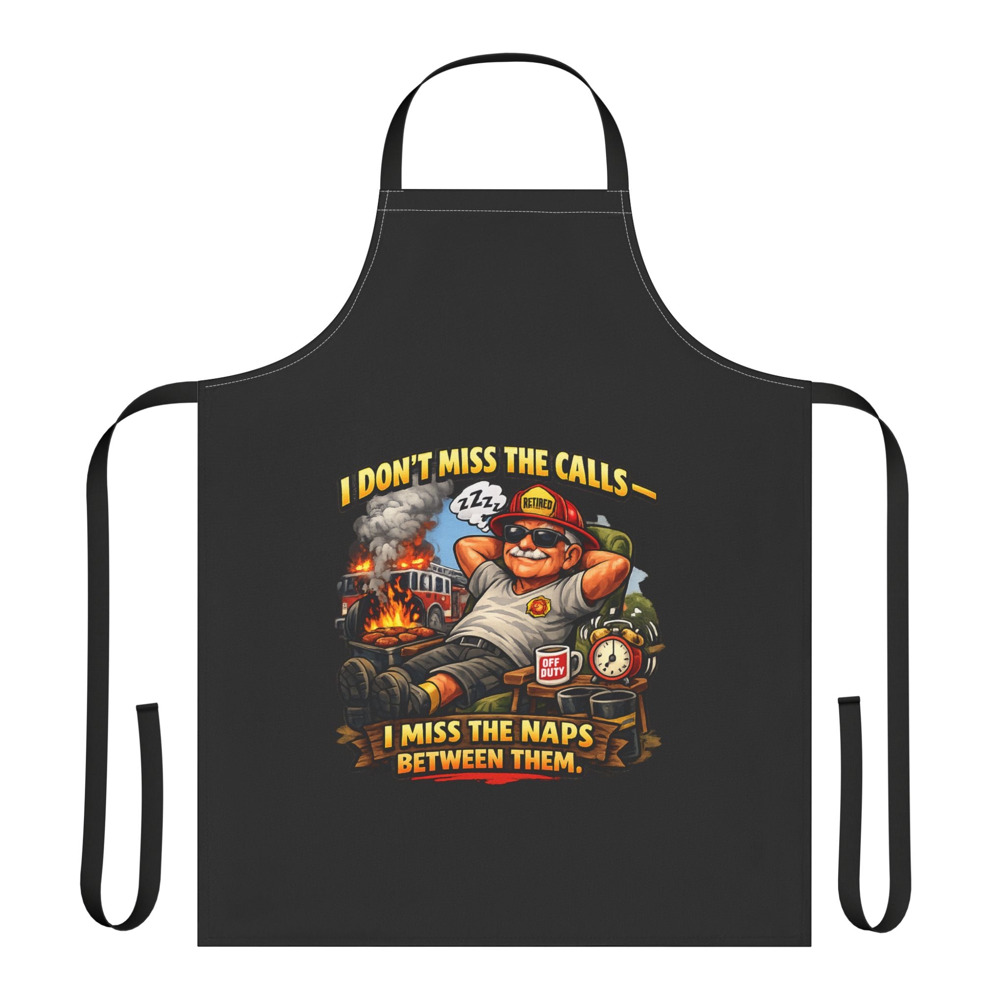 Firefighter Apron - "I Don't Miss The Calls, I Miss The Naps Between Them" Graphic Chef Apron