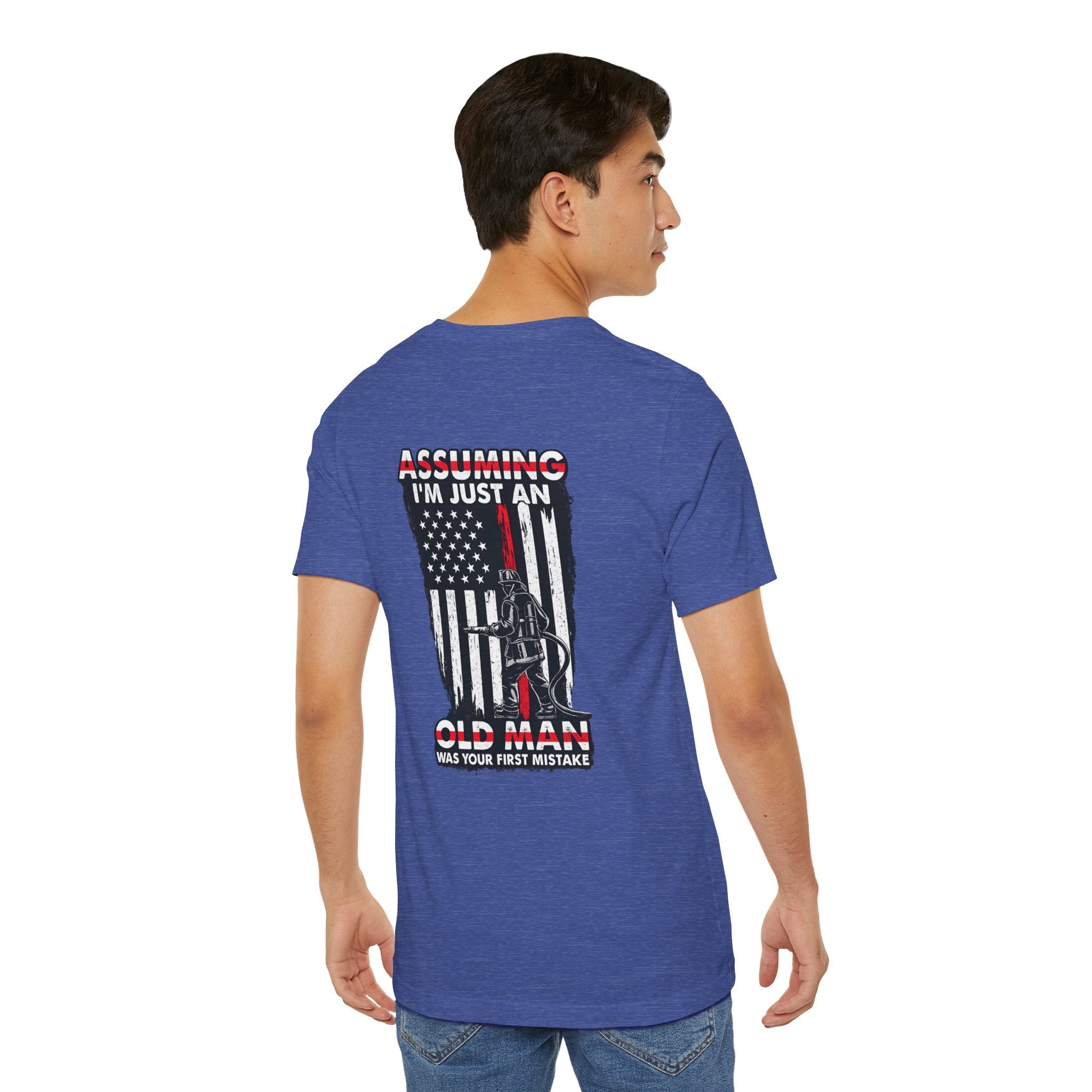 T‑Shirt - "Assuming I’m Just an Old Man" American Flag Fishing Tee