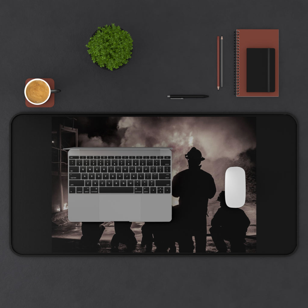 Firefighter Silhouette Desk Mat – Inspirational Fire Rescue Mouse Pad