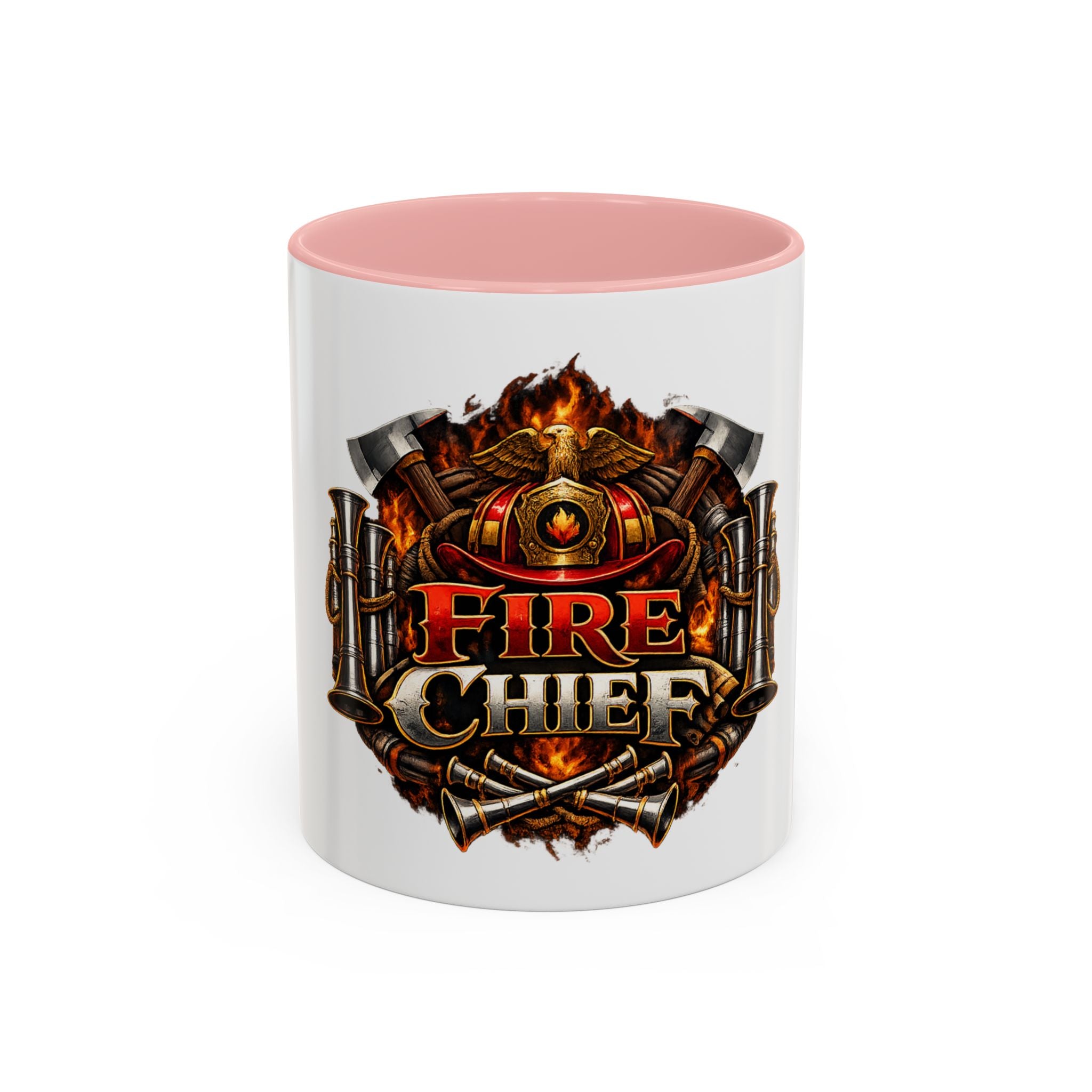 Fire Chief Coffee Mug — Firefighter Badge Emblem Accent Mug (11/15oz)